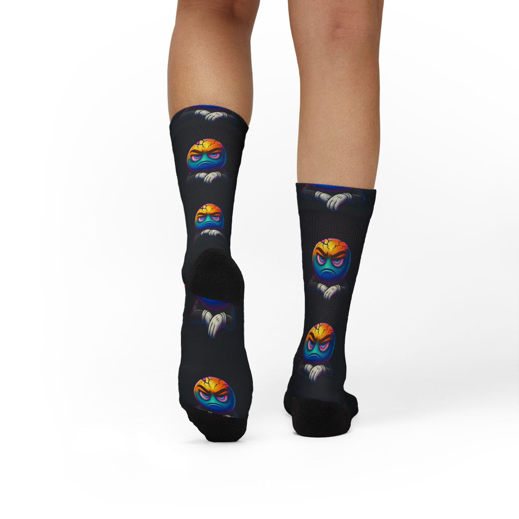 Cracked Emoji Mood Socks – Angry Face Pattern Crew Socks