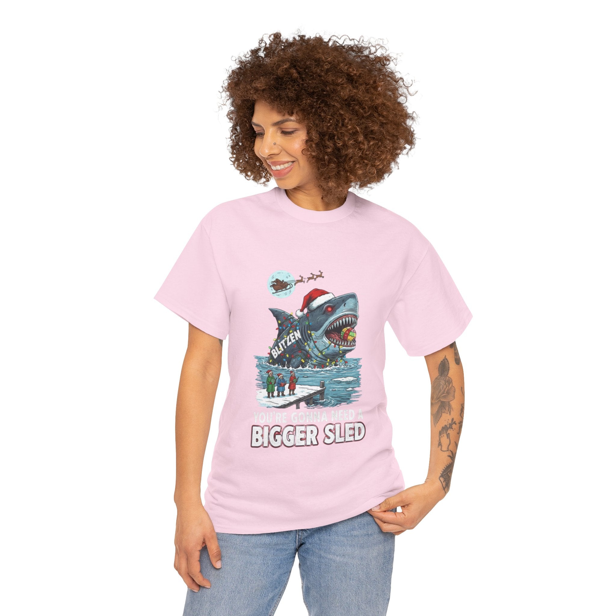 Shark Christmas Tee — "You’re Gonna Need a Bigger Sled" Holiday Shirt