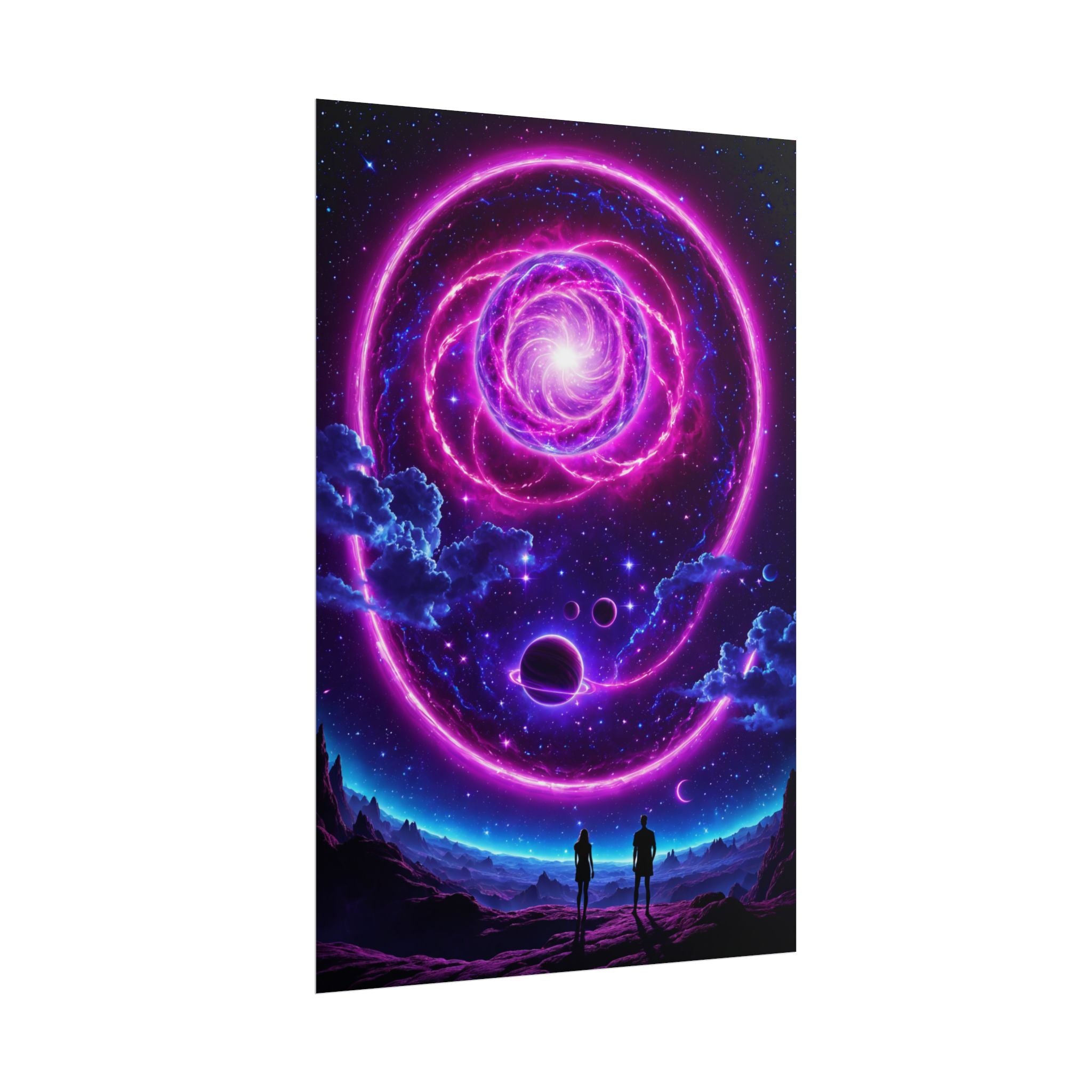Cosmic Awakening – Trippy Neon Galaxy Poster, Psychedelic Space Art Print, Surreal Universe Wall Decor