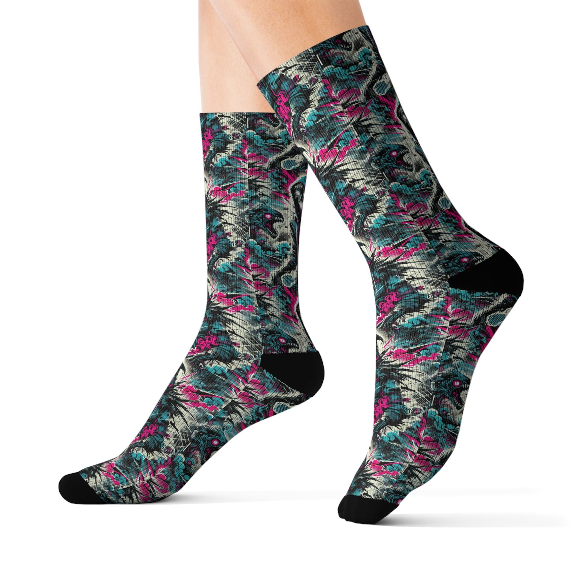 Abstract Floral Sublimation Socks — Colorful Patterned Crew Socks