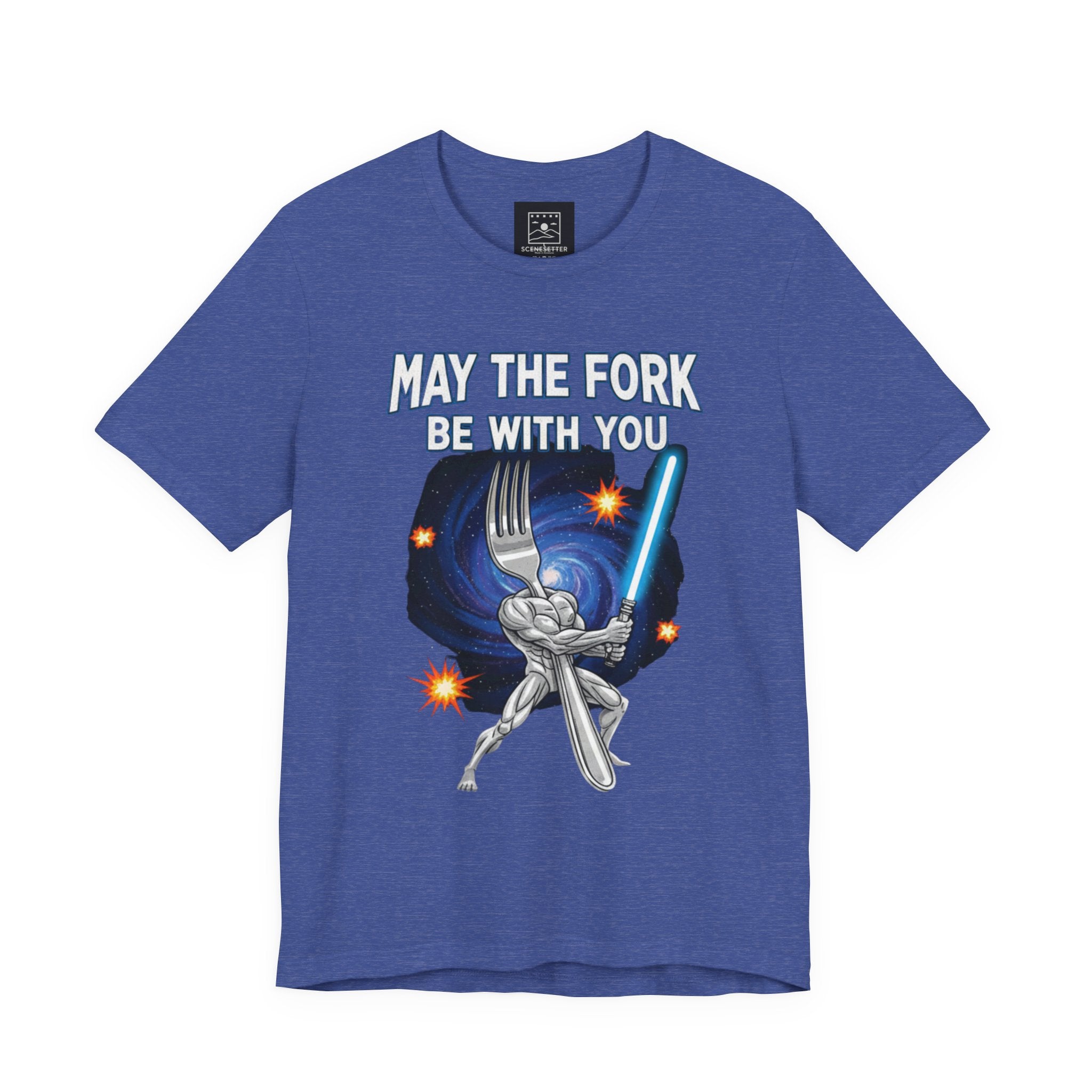 “May The Fork Be With You” Muscular Fork Warrior Sci-Fi Parody Tee