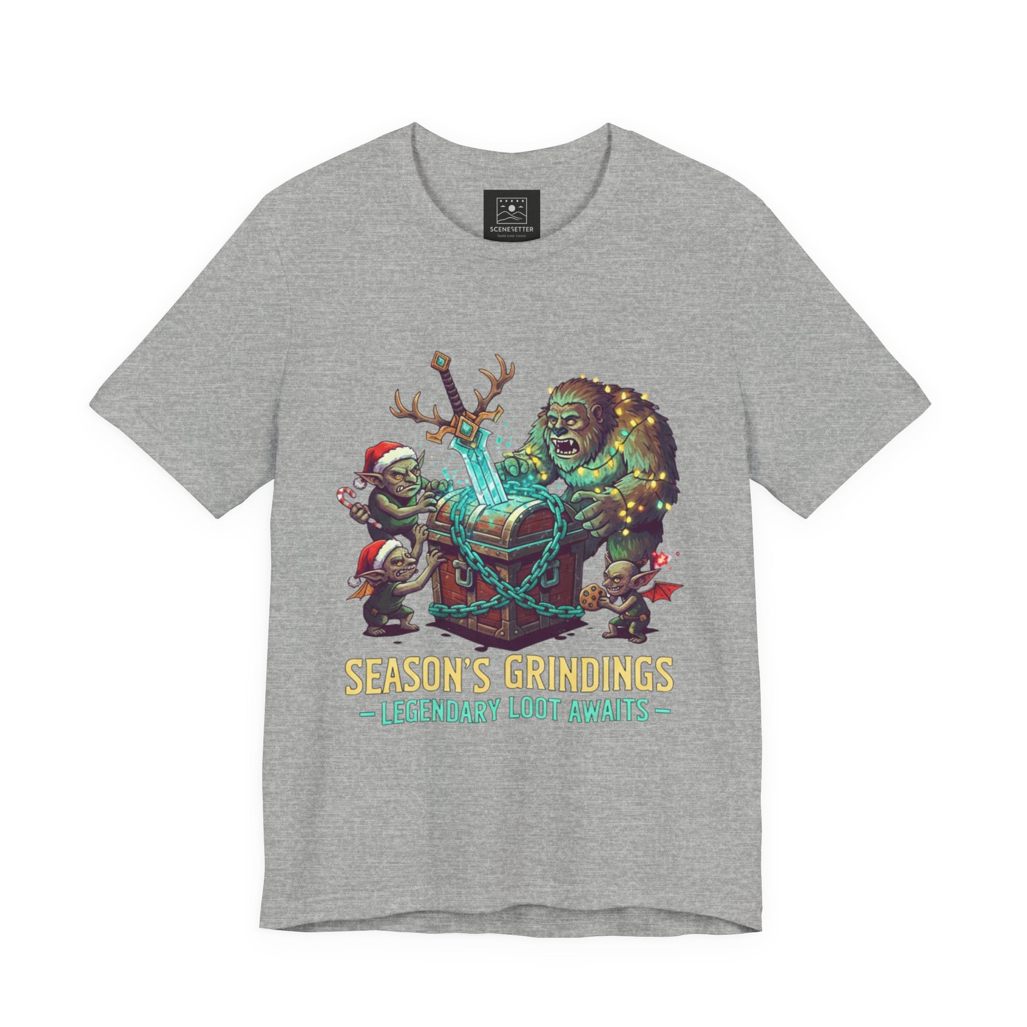 Season’s Grindings Tee — “Season’s Grindings: Legendary Loot Awaits” Holiday Gamer T-Shirt