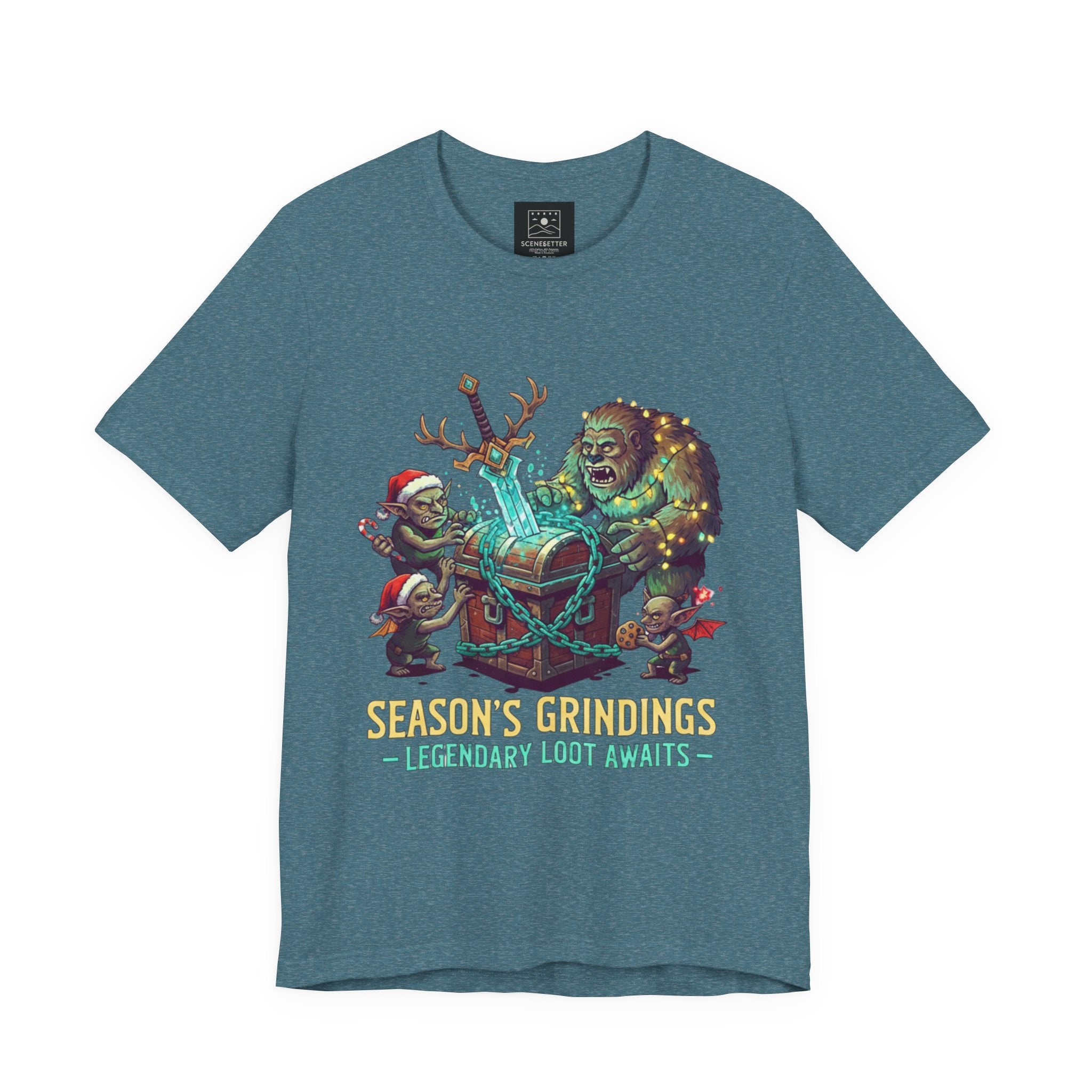 Season’s Grindings Tee — “Season’s Grindings: Legendary Loot Awaits” Holiday Gamer T-Shirt