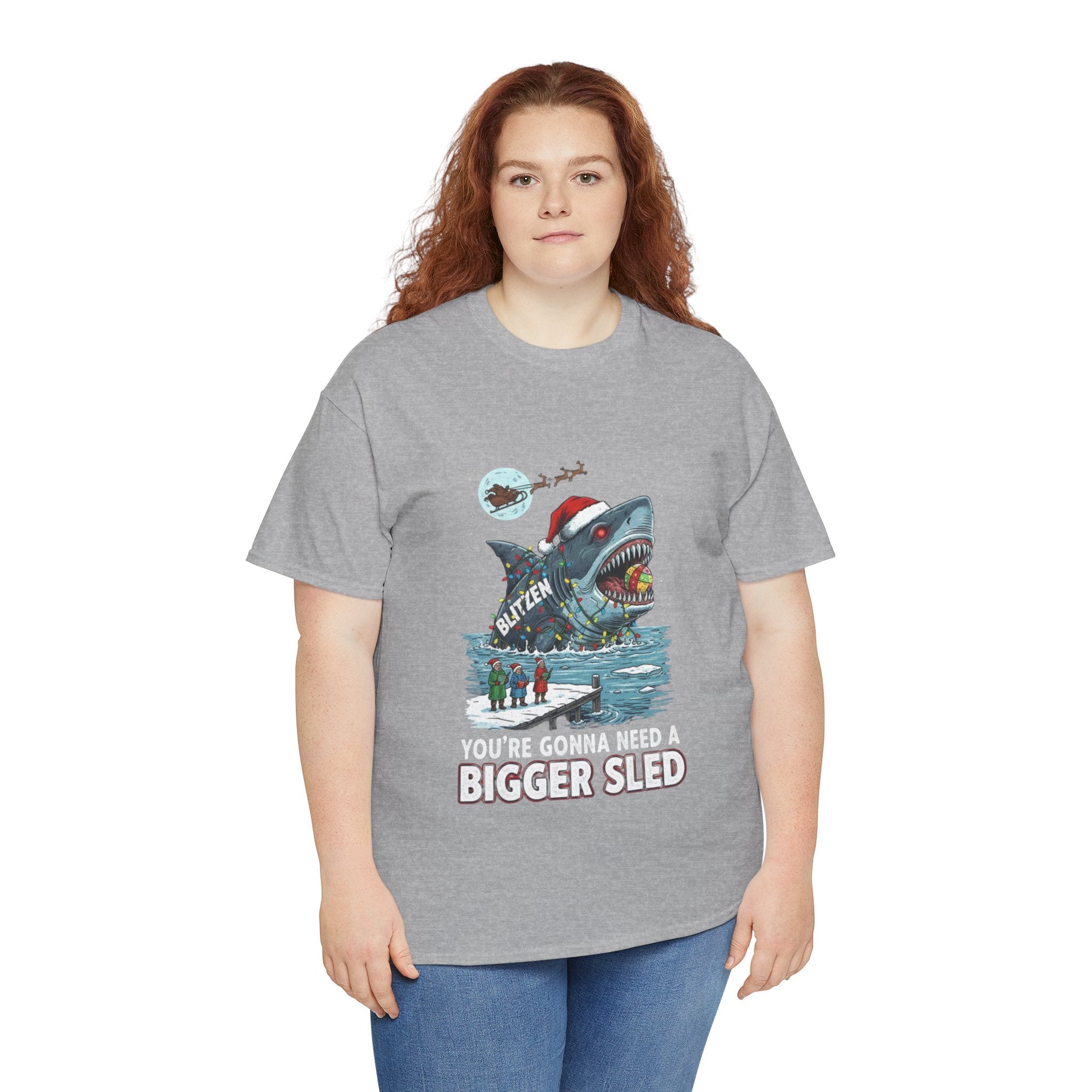Shark Christmas Tee — "You’re Gonna Need a Bigger Sled" Holiday Shirt