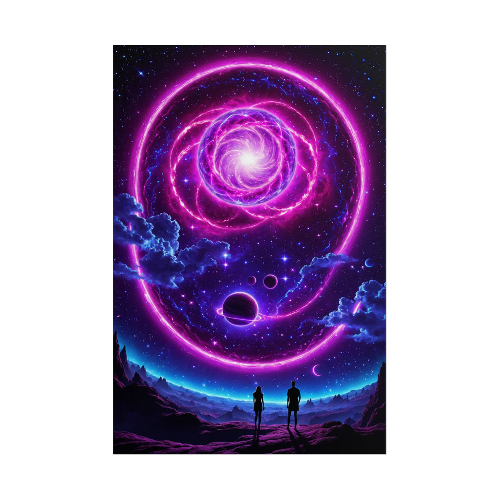 Cosmic Awakening – Trippy Neon Galaxy Poster, Psychedelic Space Art Print, Surreal Universe Wall Decor
