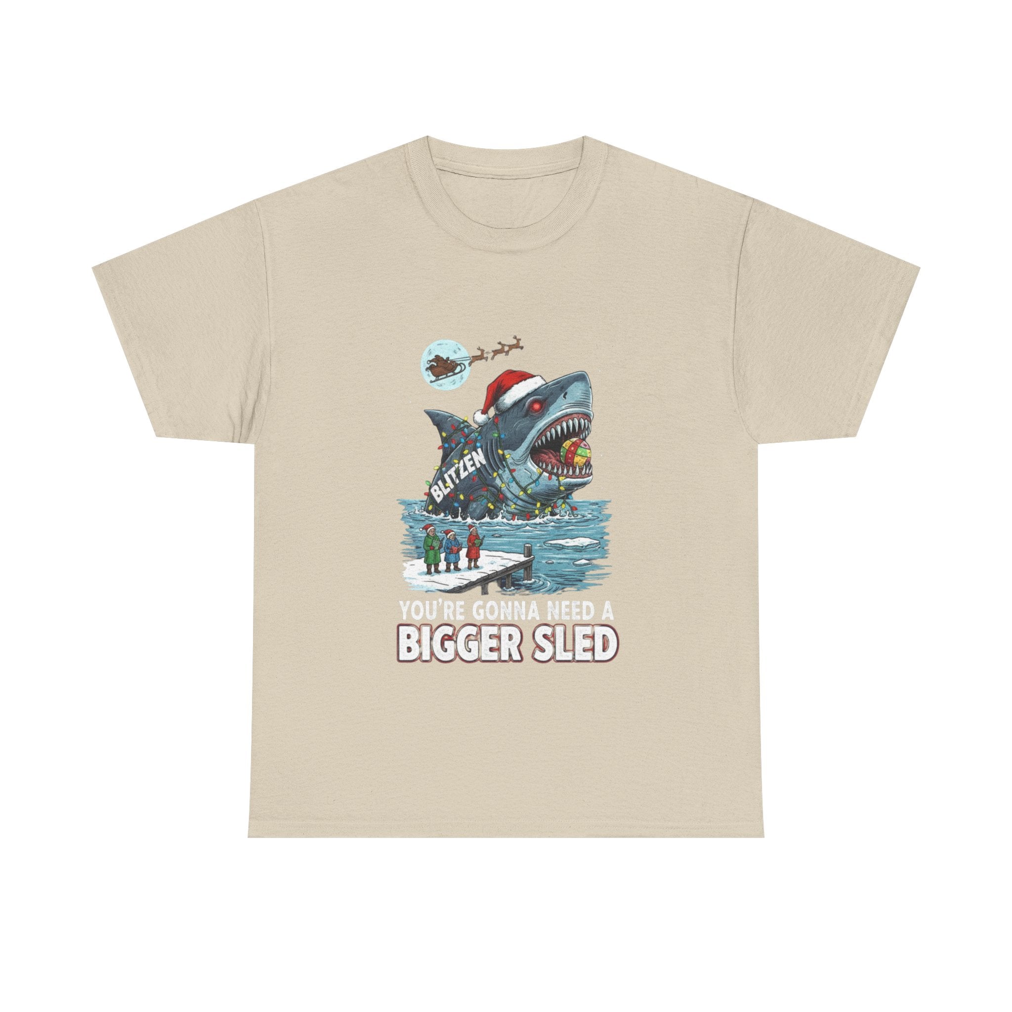 Shark Christmas Tee — "You’re Gonna Need a Bigger Sled" Holiday Shirt