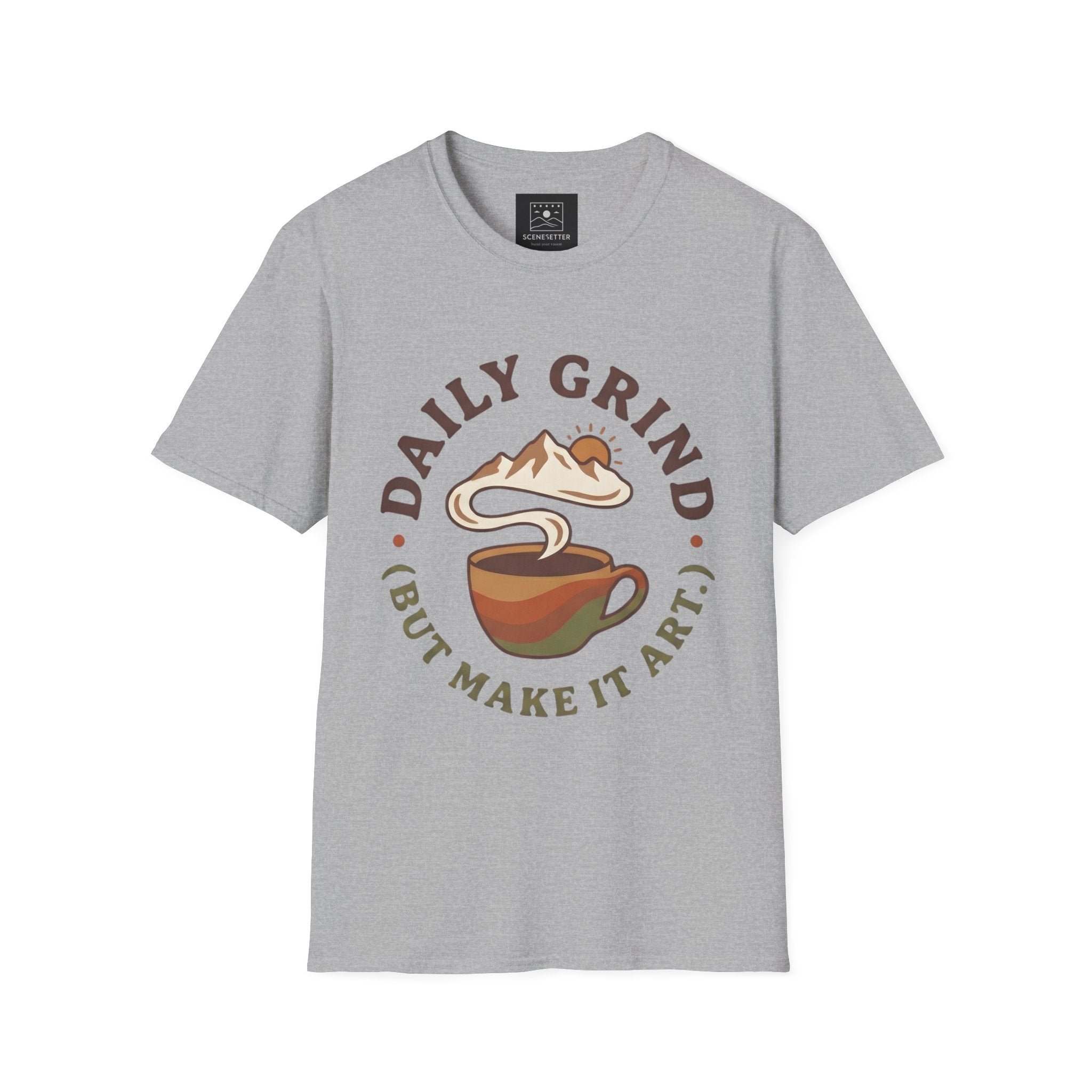 Coffee T-Shirt — "Daily Grind (But Make It Art)" Retro Cafe Tee