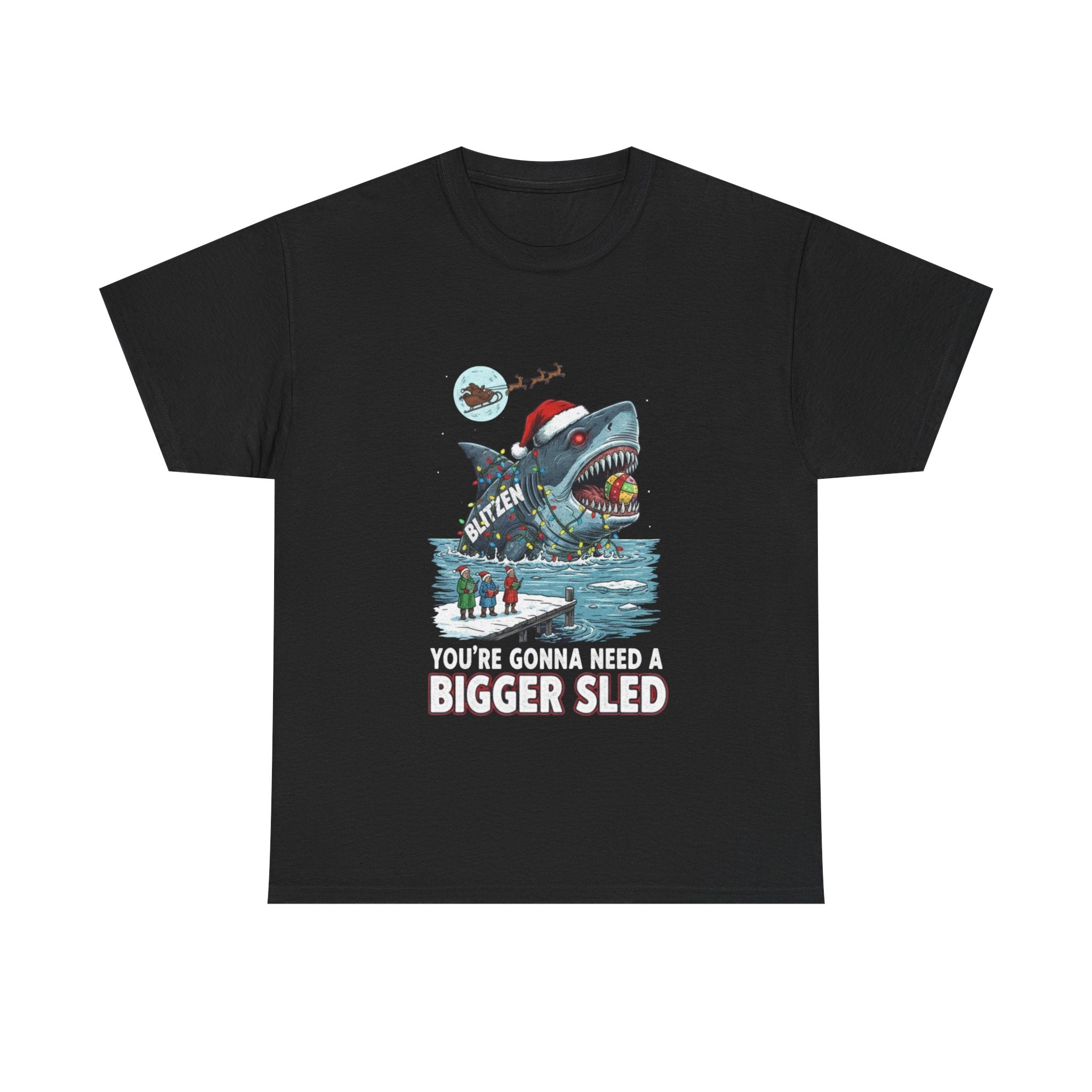 Shark Christmas Tee — "You’re Gonna Need a Bigger Sled" Holiday Shirt