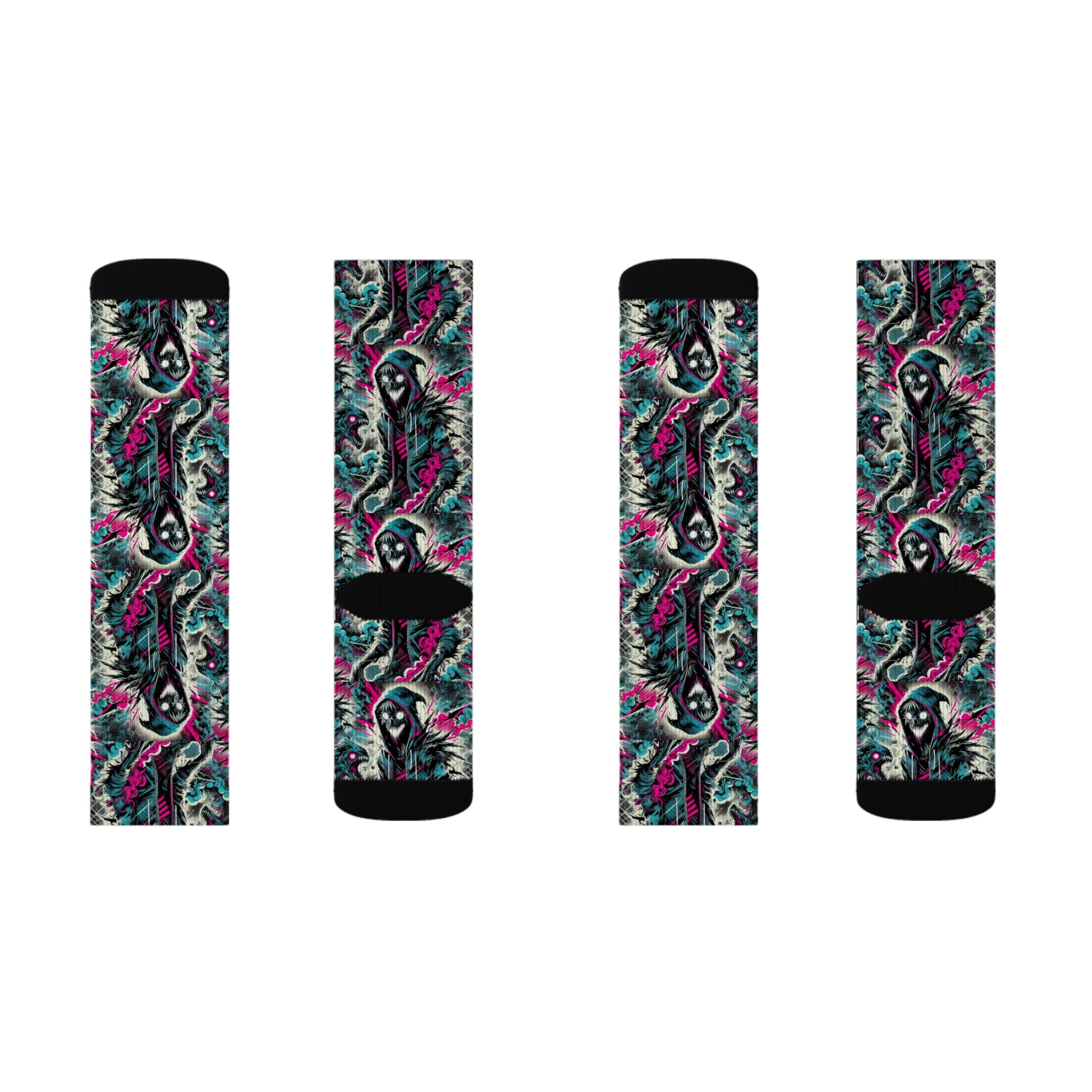 Abstract Floral Sublimation Socks — Colorful Patterned Crew Socks