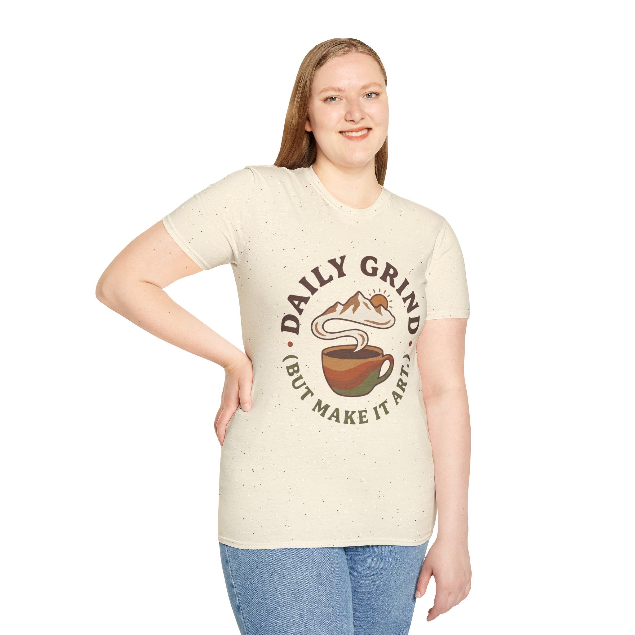 Coffee T-Shirt — "Daily Grind (But Make It Art)" Retro Cafe Tee