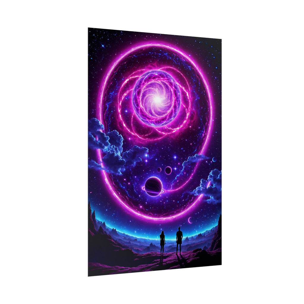 Cosmic Awakening – Trippy Neon Galaxy Poster, Psychedelic Space Art Print, Surreal Universe Wall Decor