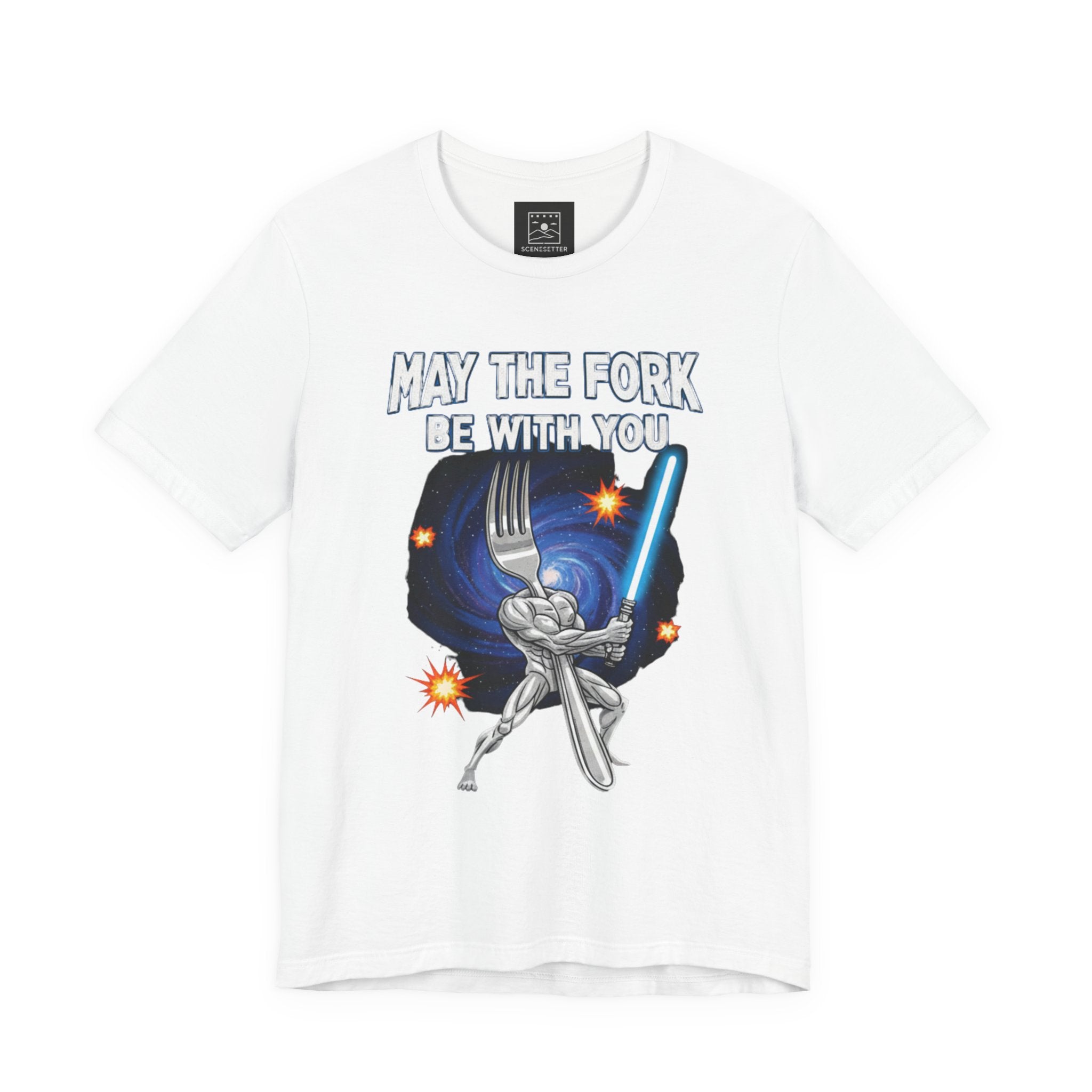 “May The Fork Be With You” Muscular Fork Warrior Sci-Fi Parody Tee