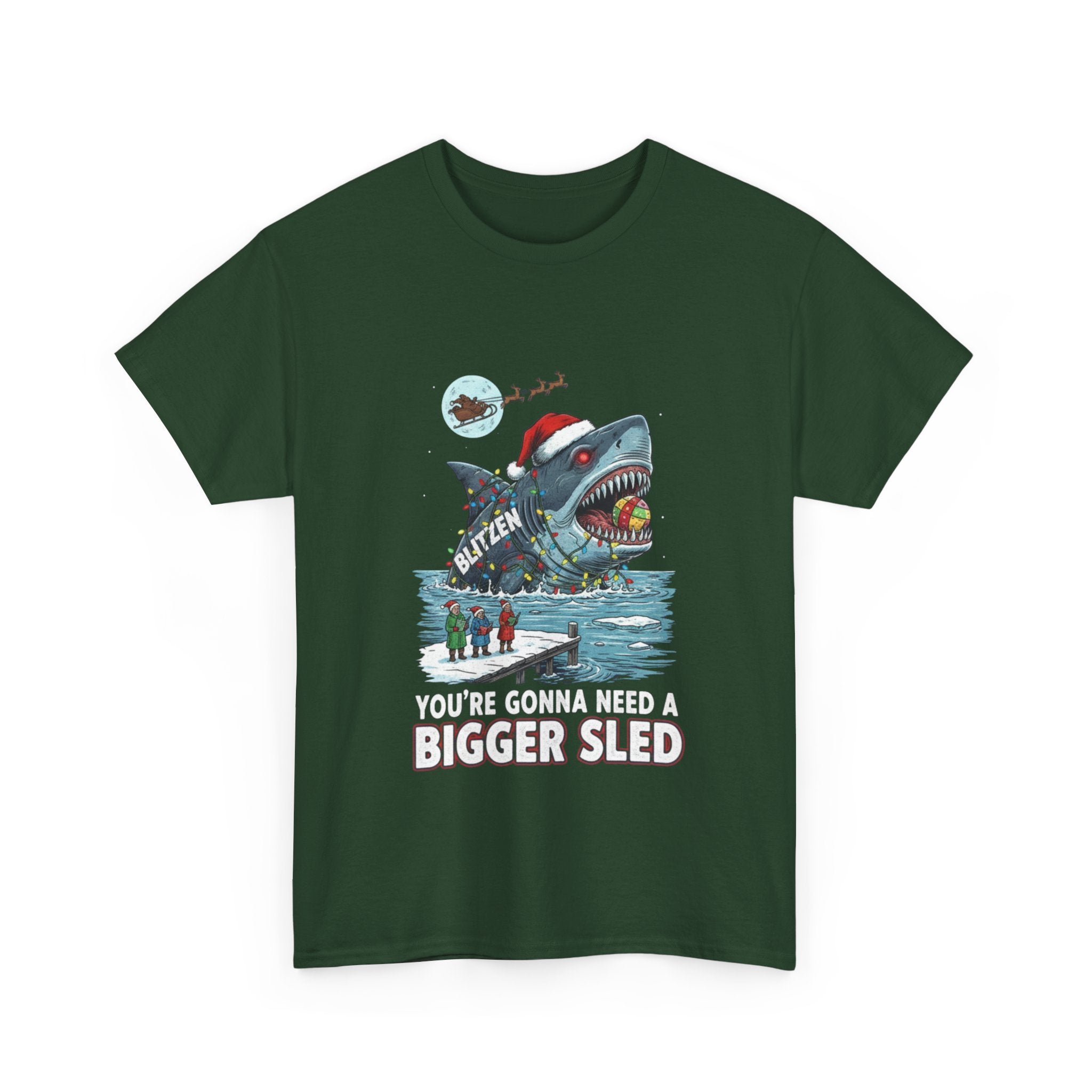 Shark Christmas Tee — "You’re Gonna Need a Bigger Sled" Holiday Shirt