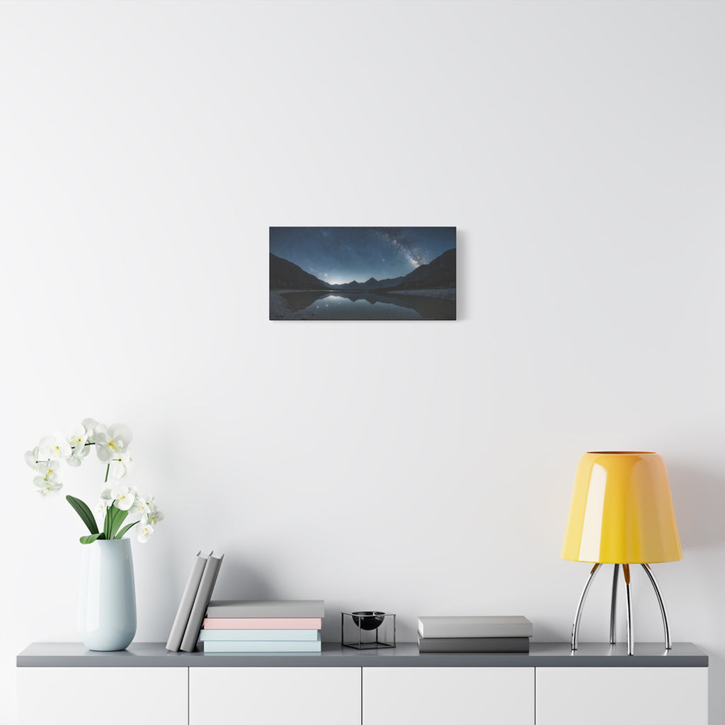Milky Way Over the Mountains – Starry Night Sky Reflection Poster, Nature Landscape Wall Art Print