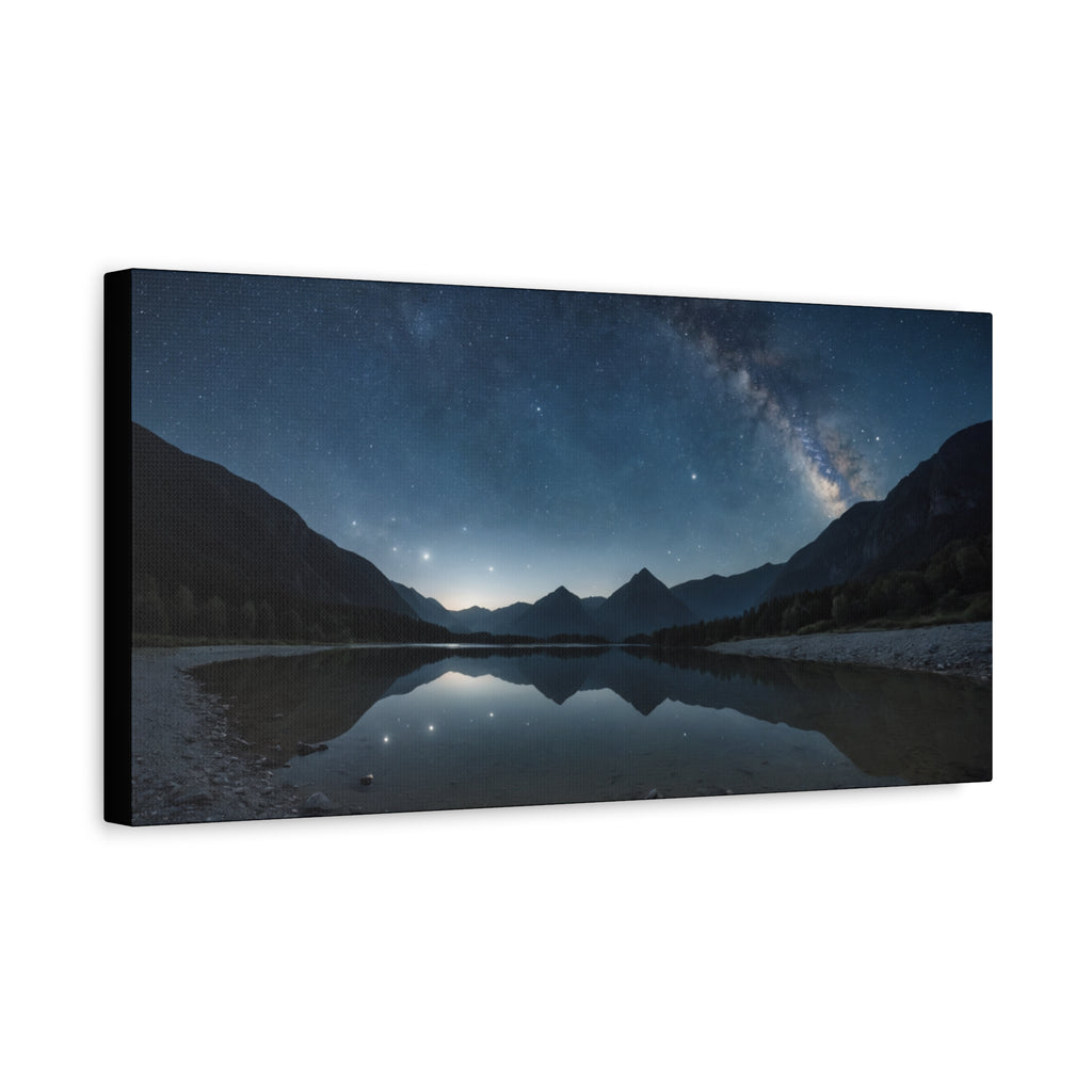 Milky Way Over the Mountains – Starry Night Sky Reflection Poster, Nature Landscape Wall Art Print