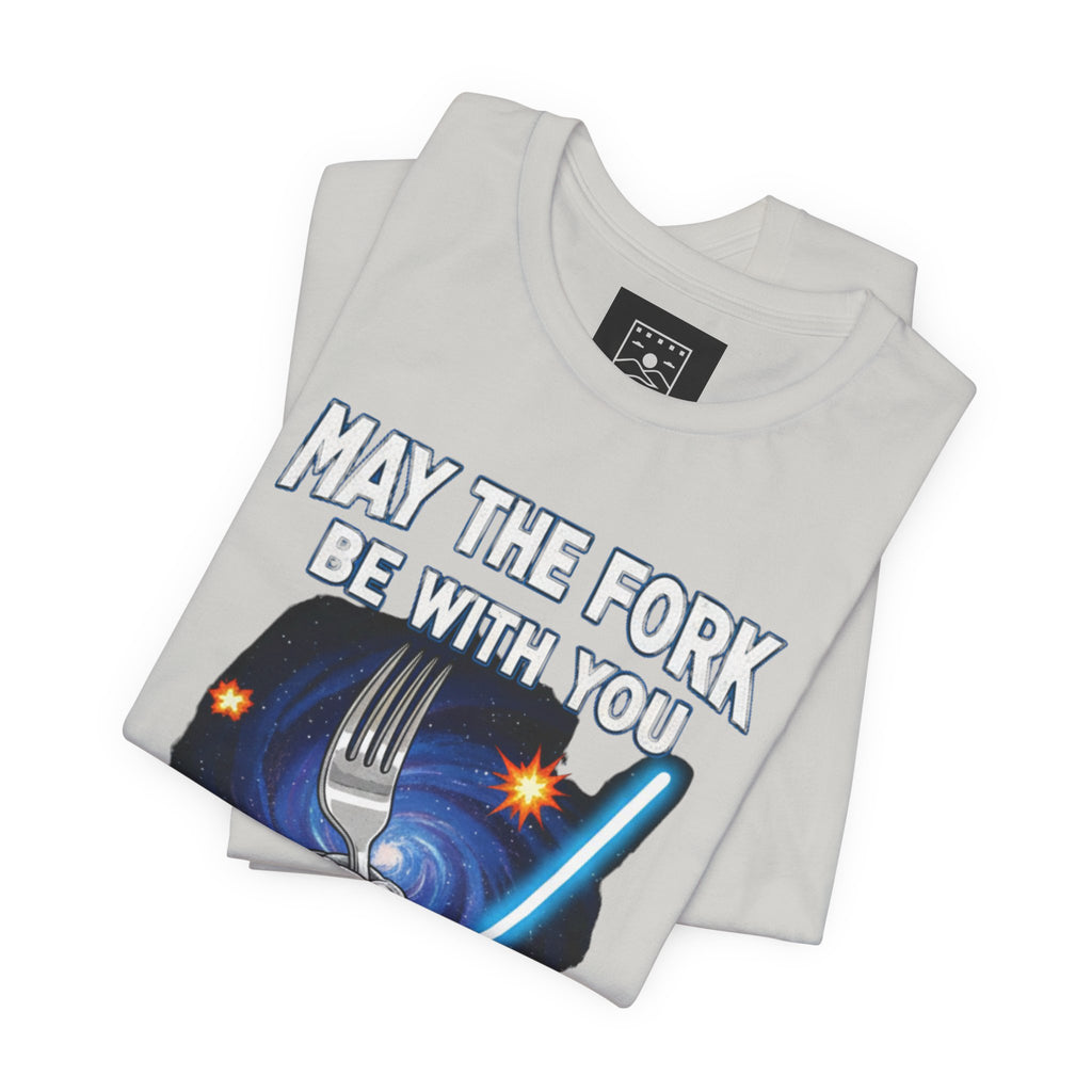 “May The Fork Be With You” Muscular Fork Warrior Sci-Fi Parody Tee