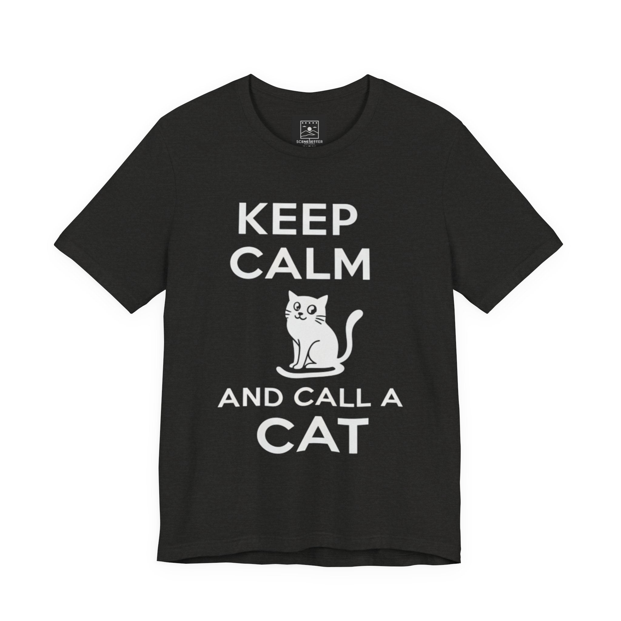 “Keep Calm and Call a Cat” Cute Minimalist Cat Graphic Tee