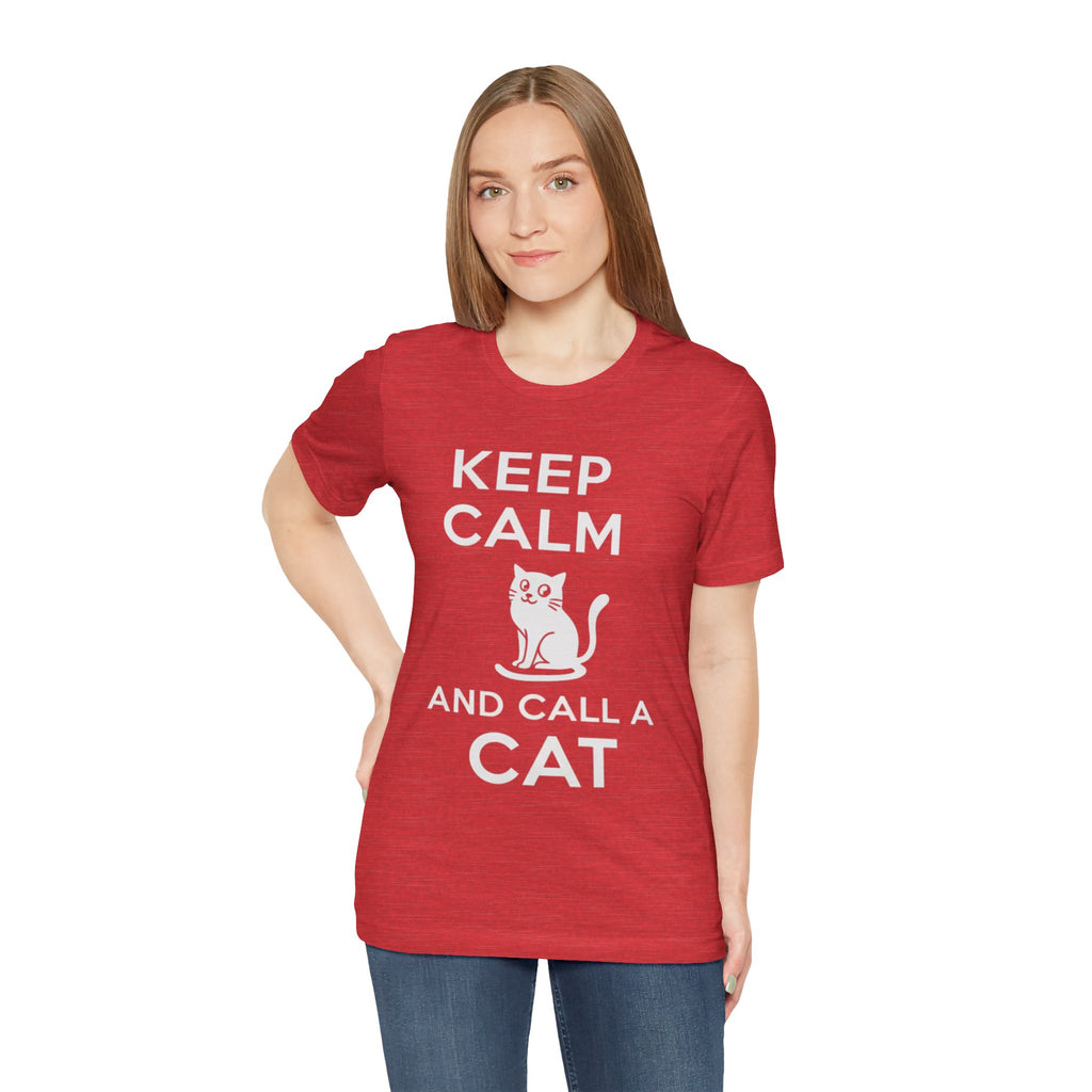 “Keep Calm and Call a Cat” Cute Minimalist Cat Graphic Tee