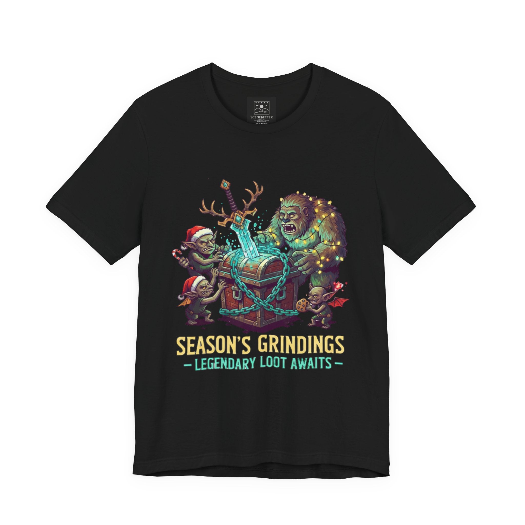 Season’s Grindings Tee — “Season’s Grindings: Legendary Loot Awaits” Holiday Gamer T-Shirt