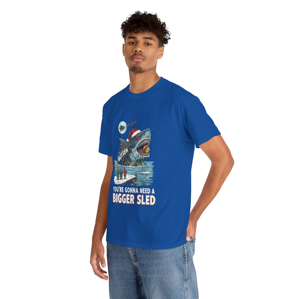 Shark Christmas Tee — "You’re Gonna Need a Bigger Sled" Holiday Shirt