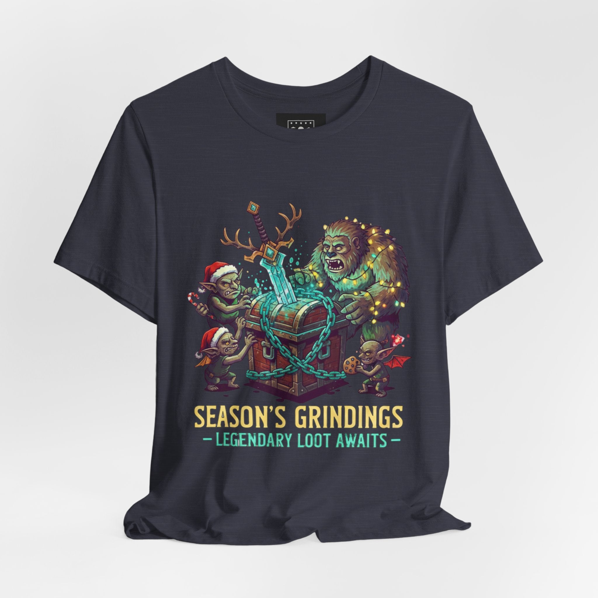 Season’s Grindings Tee — “Season’s Grindings: Legendary Loot Awaits” Holiday Gamer T-Shirt