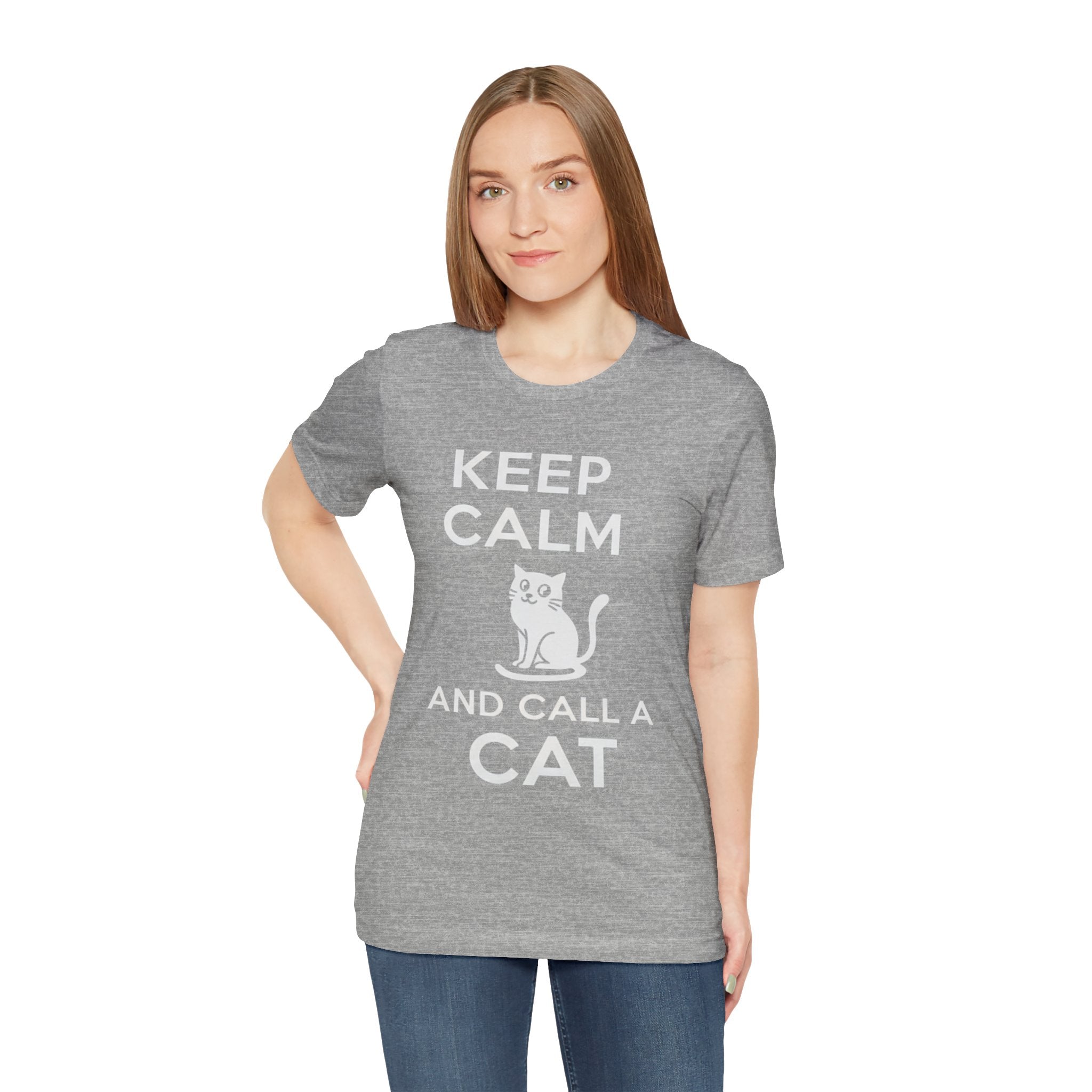 “Keep Calm and Call a Cat” Cute Minimalist Cat Graphic Tee
