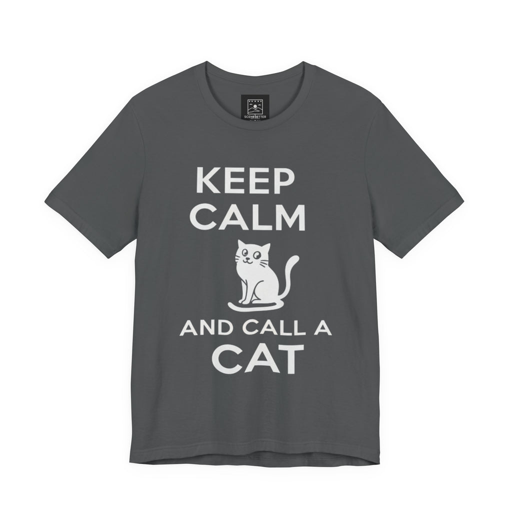 “Keep Calm and Call a Cat” Cute Minimalist Cat Graphic Tee