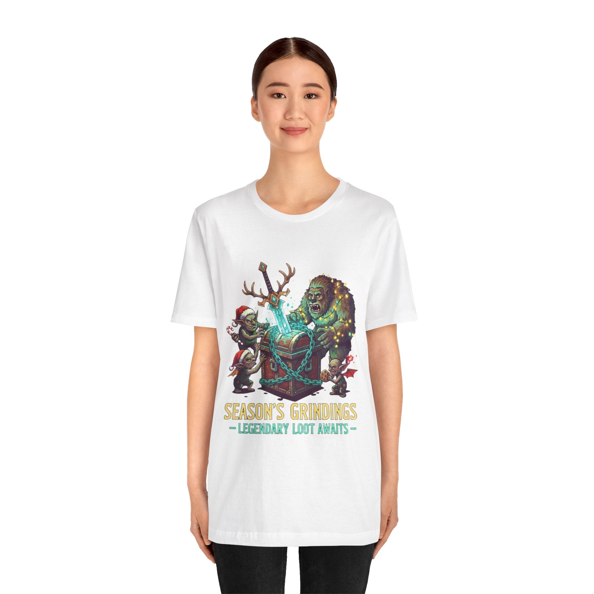 Season’s Grindings Tee — “Season’s Grindings: Legendary Loot Awaits” Holiday Gamer T-Shirt