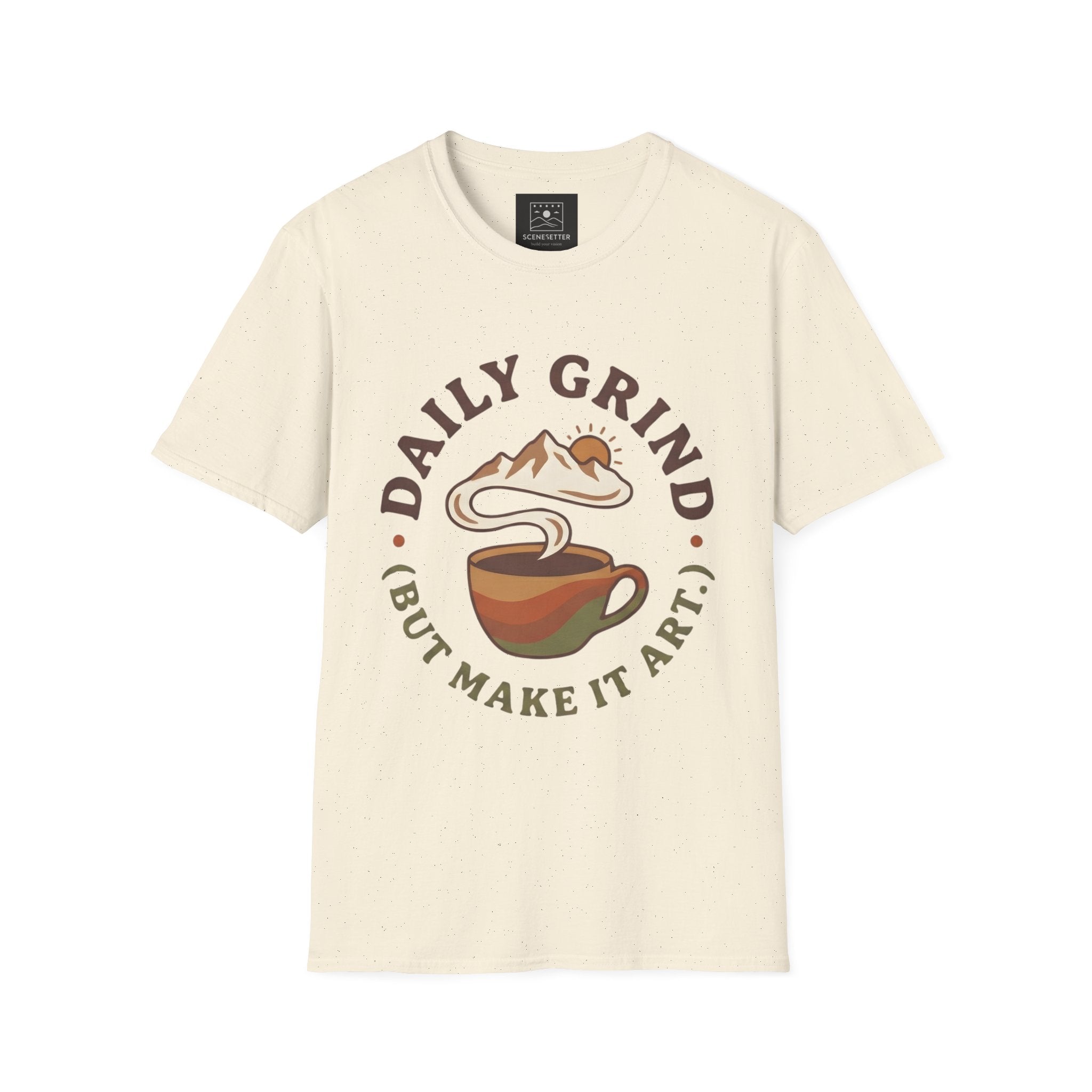Coffee T-Shirt — "Daily Grind (But Make It Art)" Retro Cafe Tee