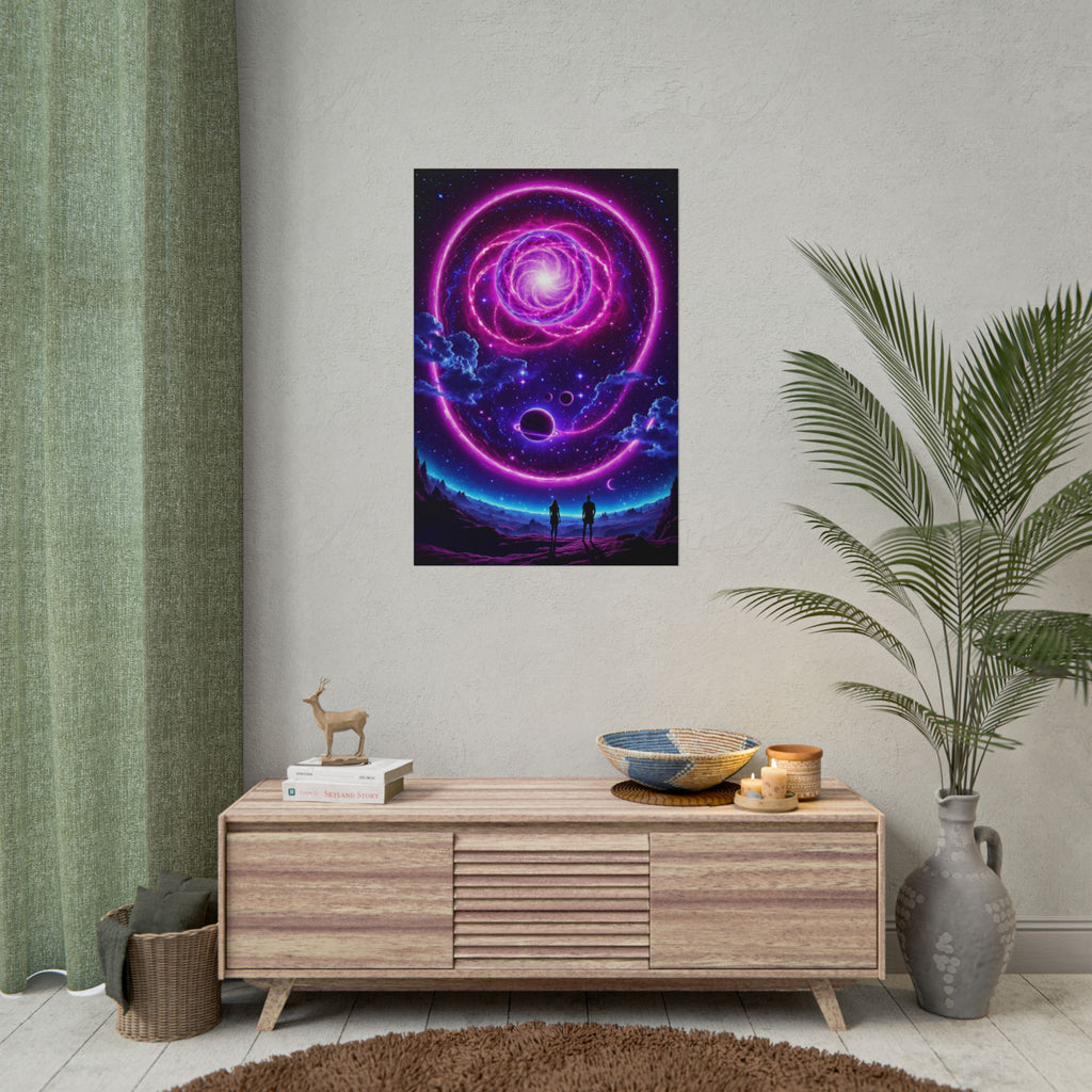 Cosmic Awakening – Trippy Neon Galaxy Poster, Psychedelic Space Art Print, Surreal Universe Wall Decor