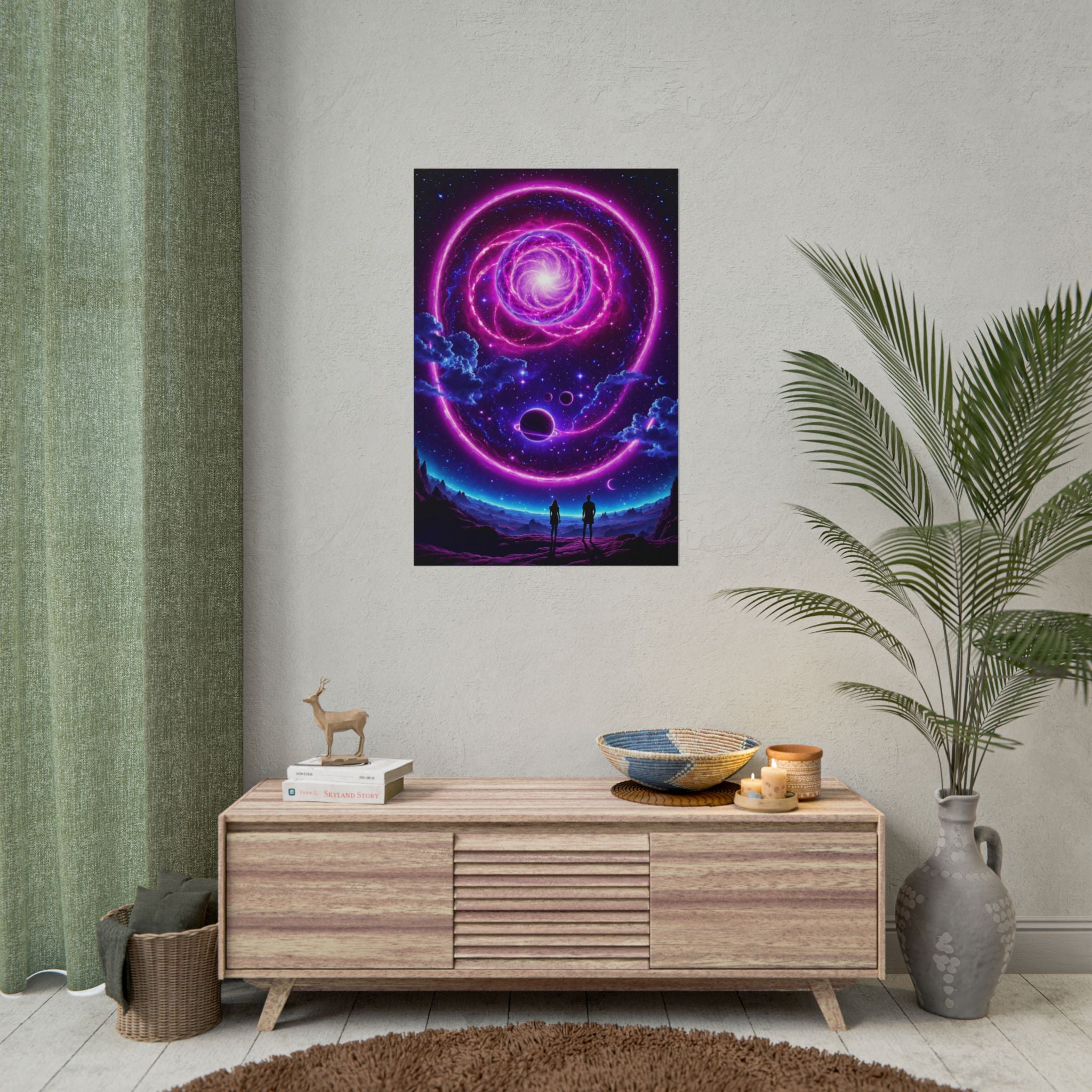 Cosmic Awakening – Trippy Neon Galaxy Poster, Psychedelic Space Art Print, Surreal Universe Wall Decor