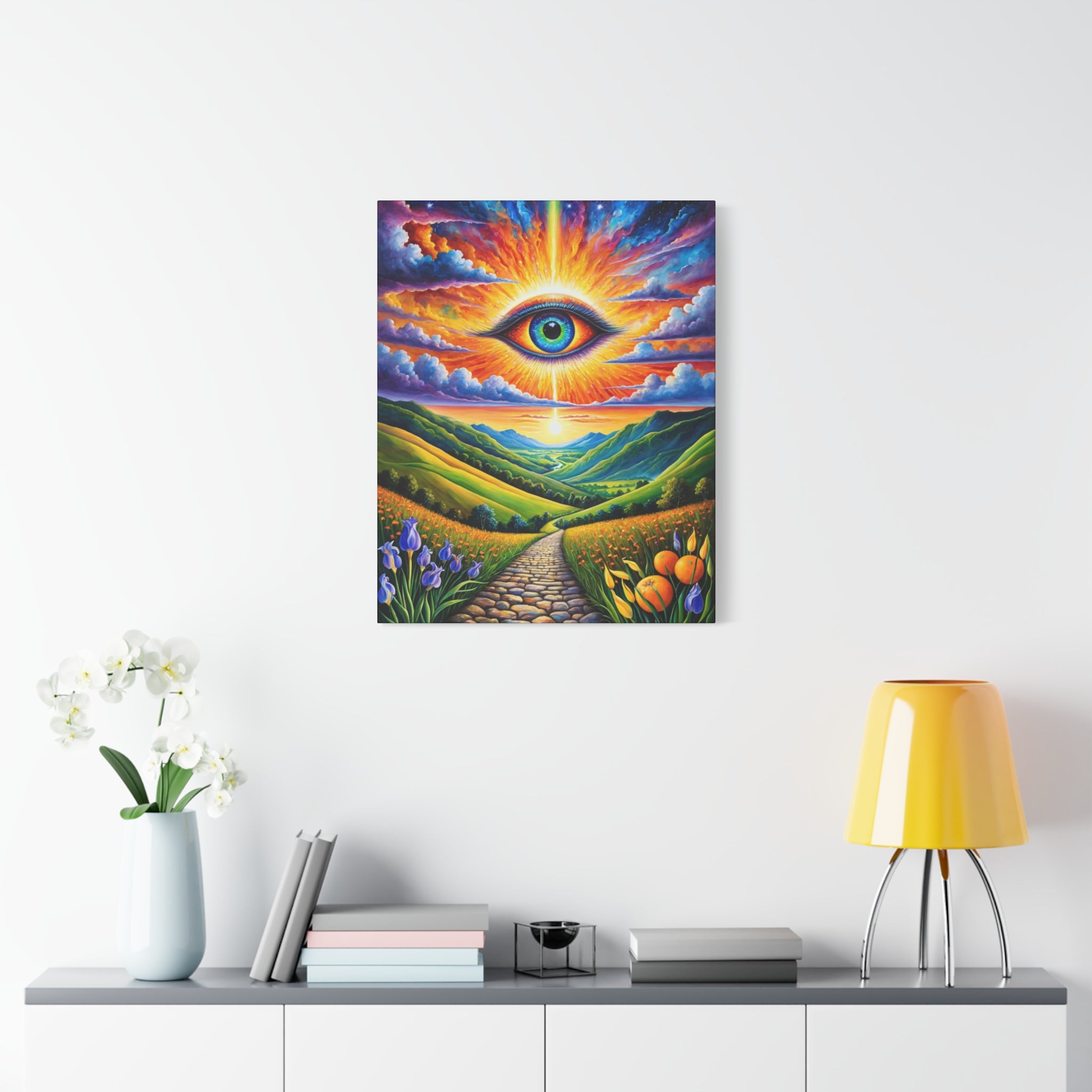Cosmic Vision Pathway – Surreal Eye of the Universe Canvas Wall Art