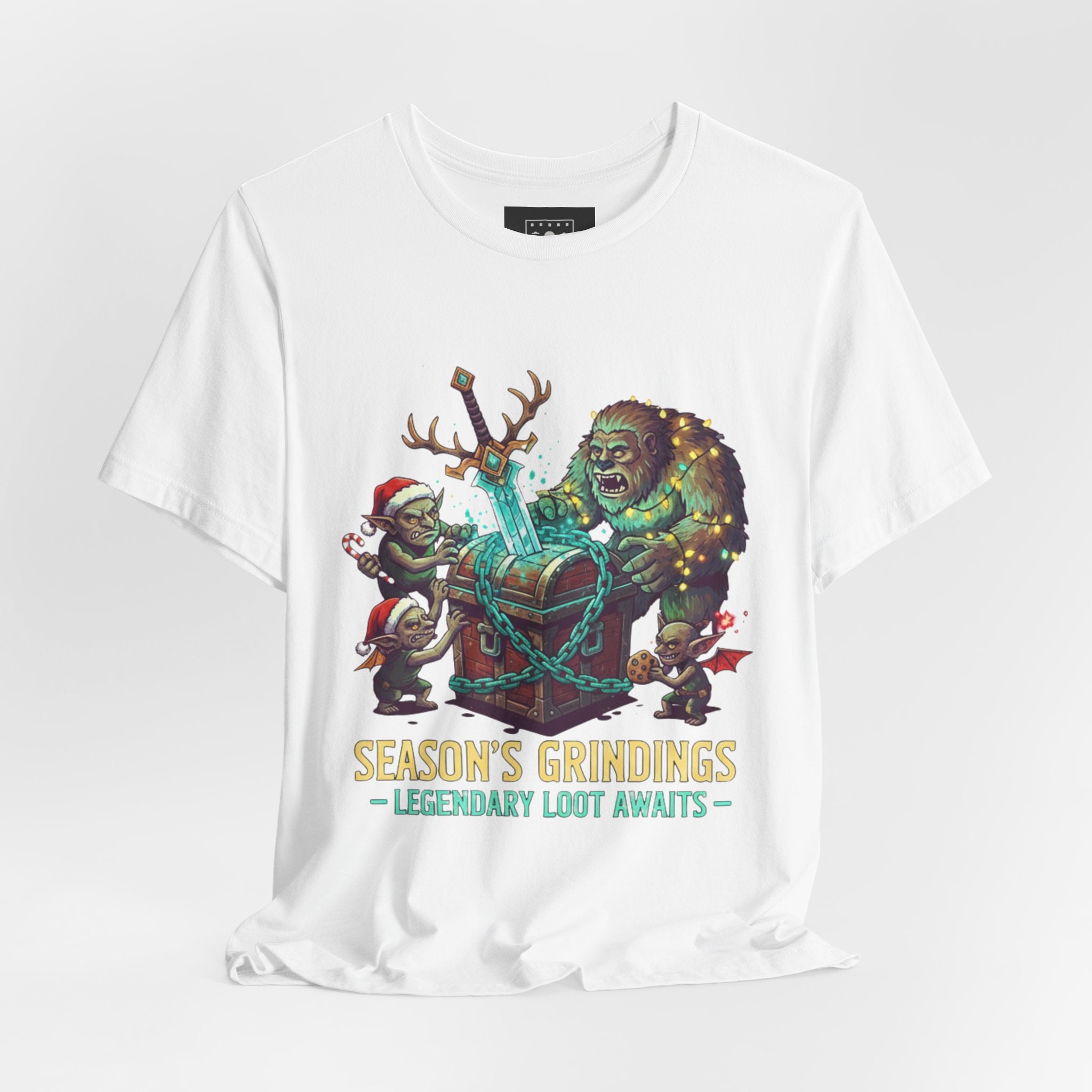 Season’s Grindings Tee — “Season’s Grindings: Legendary Loot Awaits” Holiday Gamer T-Shirt