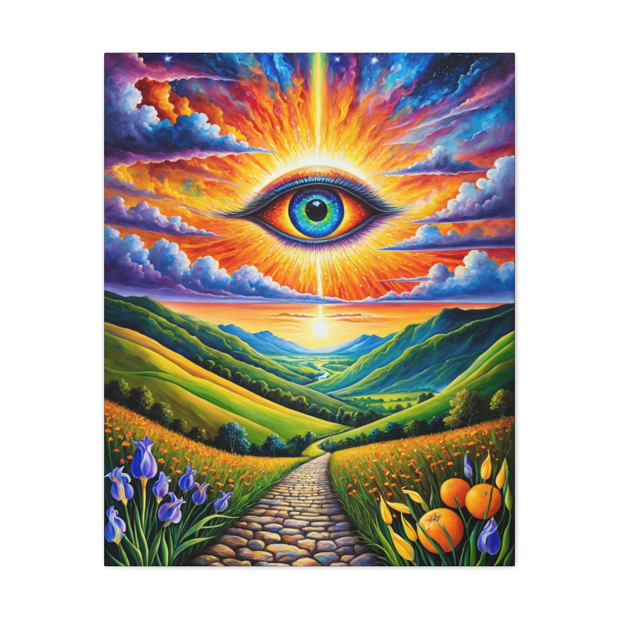 Cosmic Vision Pathway – Surreal Eye of the Universe Canvas Wall Art