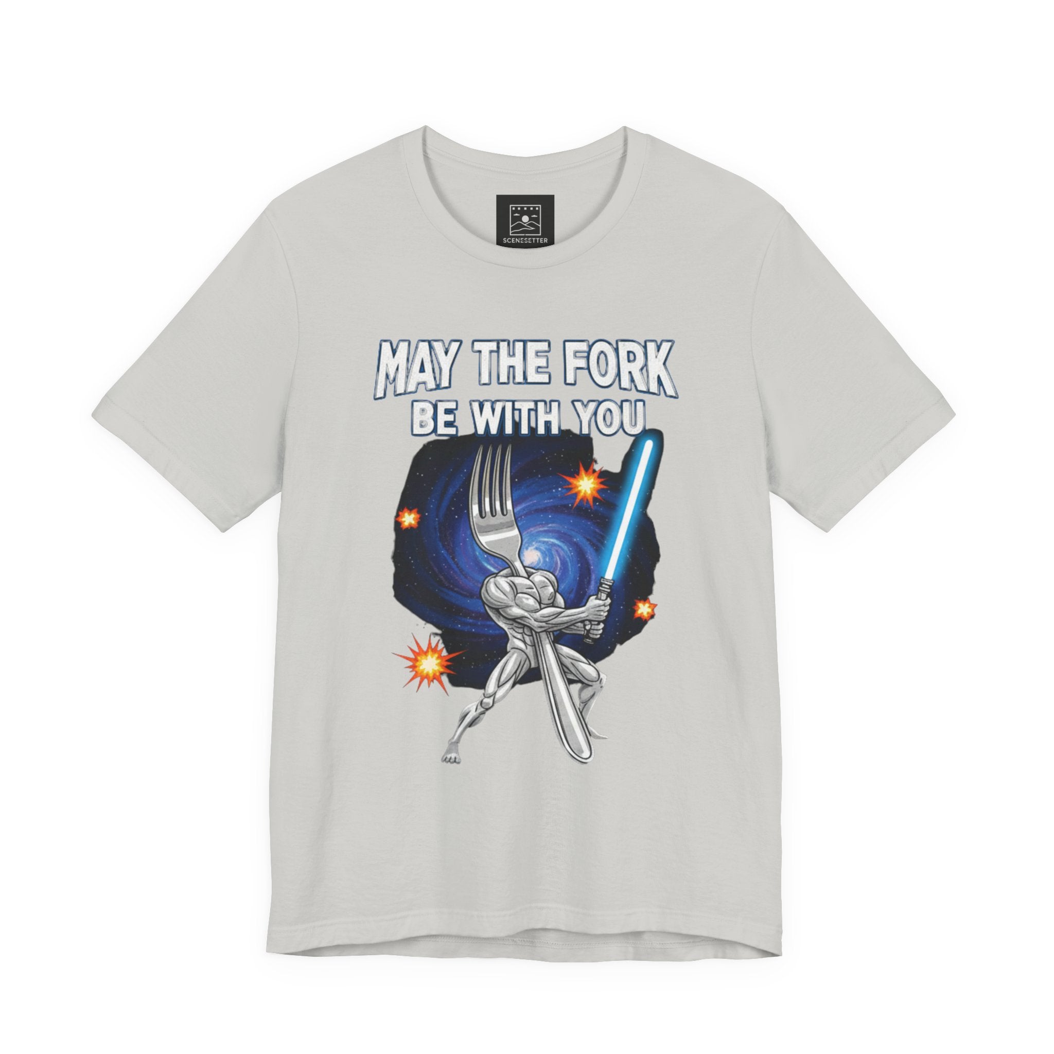 “May The Fork Be With You” Muscular Fork Warrior Sci-Fi Parody Tee
