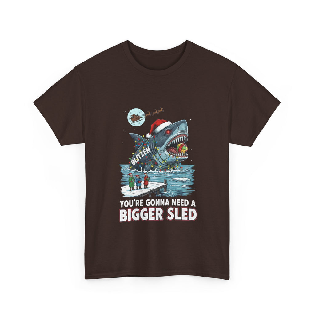 Shark Christmas Tee — "You’re Gonna Need a Bigger Sled" Holiday Shirt