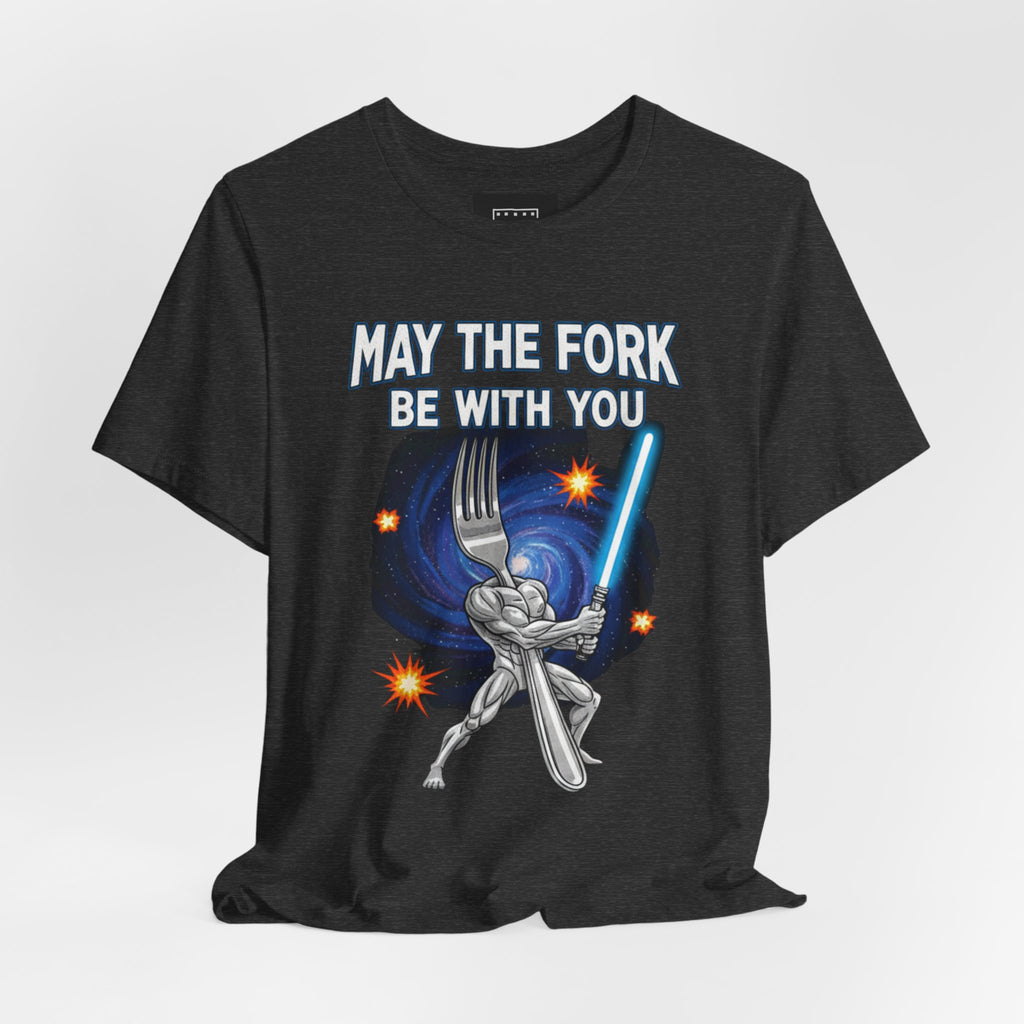 “May The Fork Be With You” Muscular Fork Warrior Sci-Fi Parody Tee