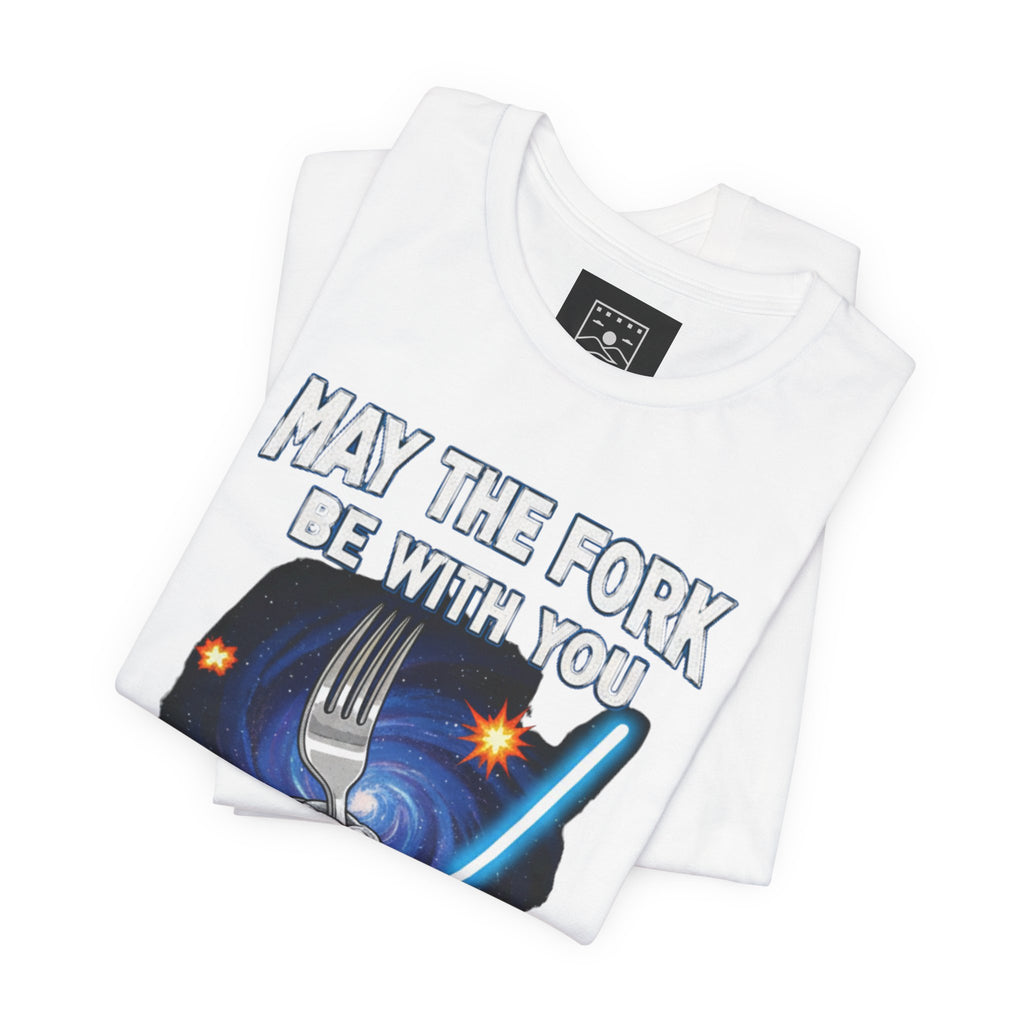 “May The Fork Be With You” Muscular Fork Warrior Sci-Fi Parody Tee