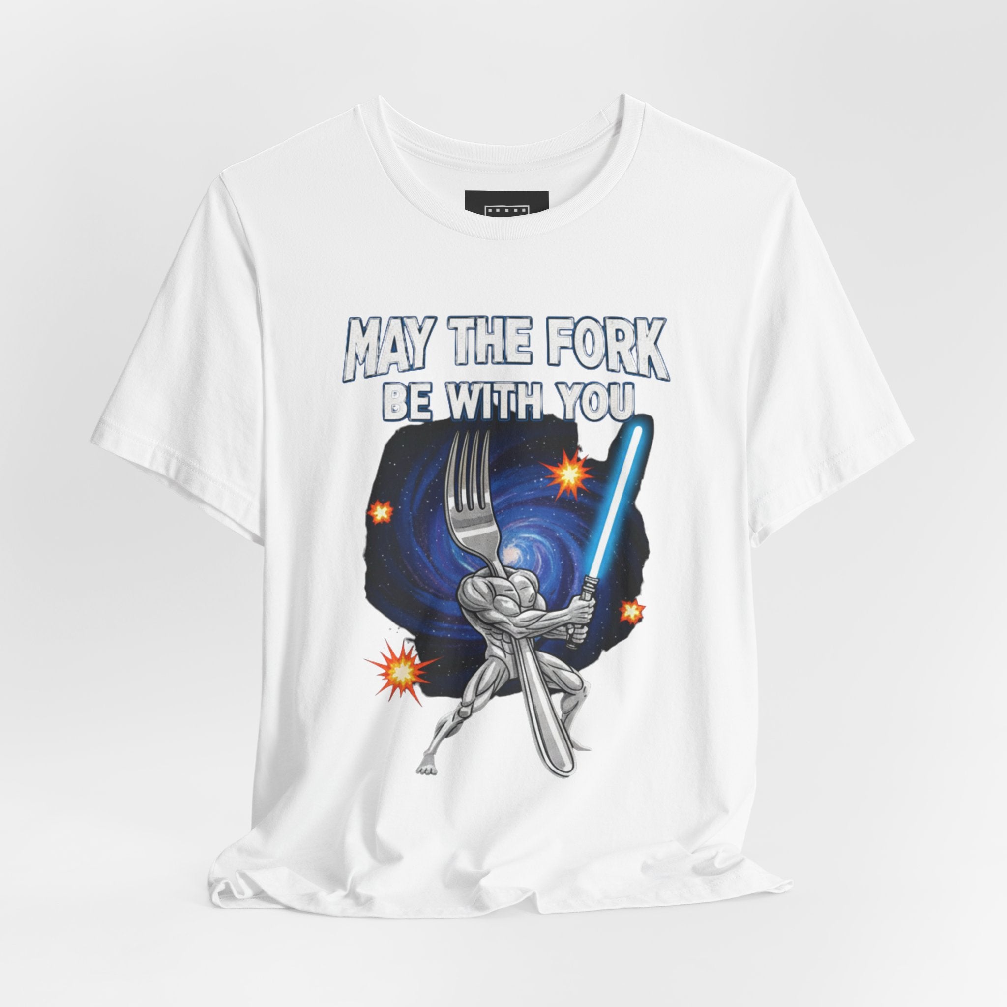 “May The Fork Be With You” Muscular Fork Warrior Sci-Fi Parody Tee