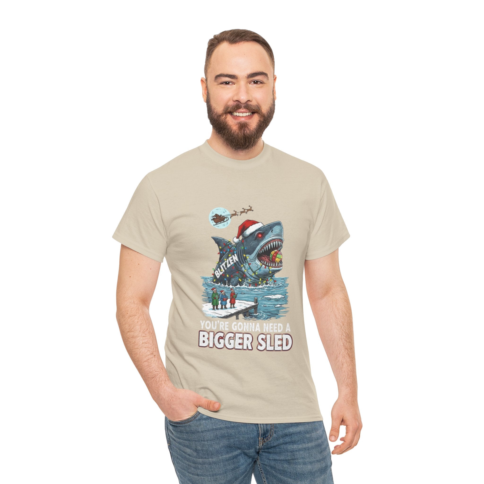 Shark Christmas Tee — "You’re Gonna Need a Bigger Sled" Holiday Shirt