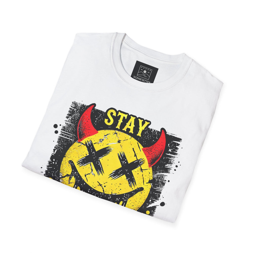Stay Reckless – Grunge Devil Smiley Streetwear Tee