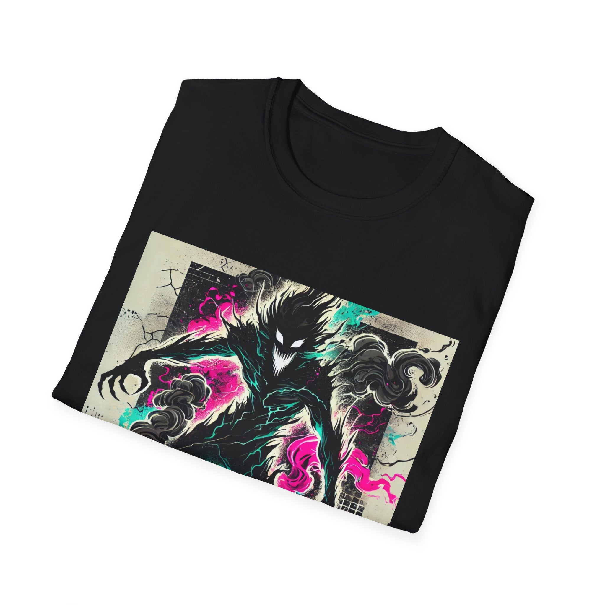 Fearless Monster Graphic T-Shirt — Neon Street Art Horror Tee