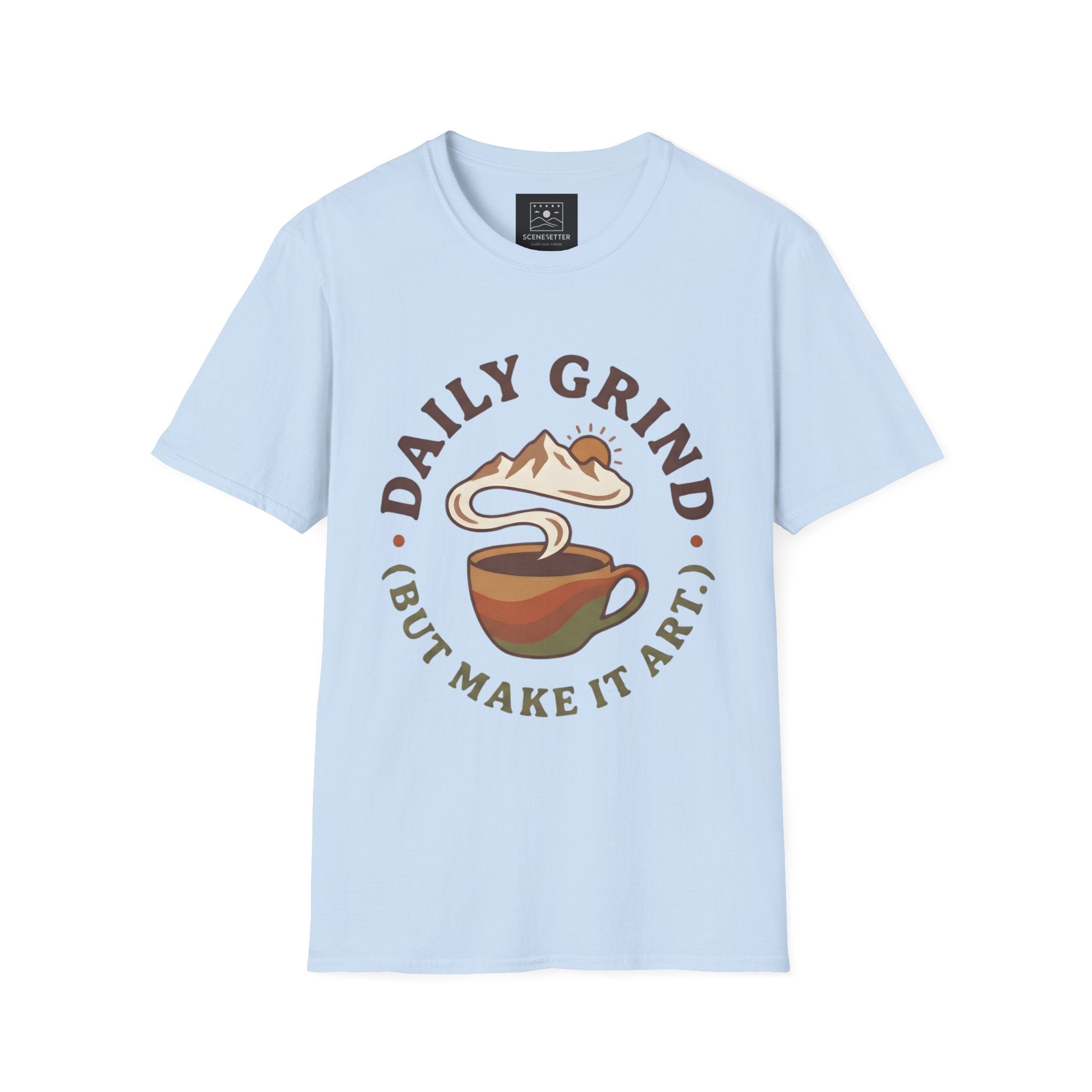Coffee T-Shirt — "Daily Grind (But Make It Art)" Retro Cafe Tee