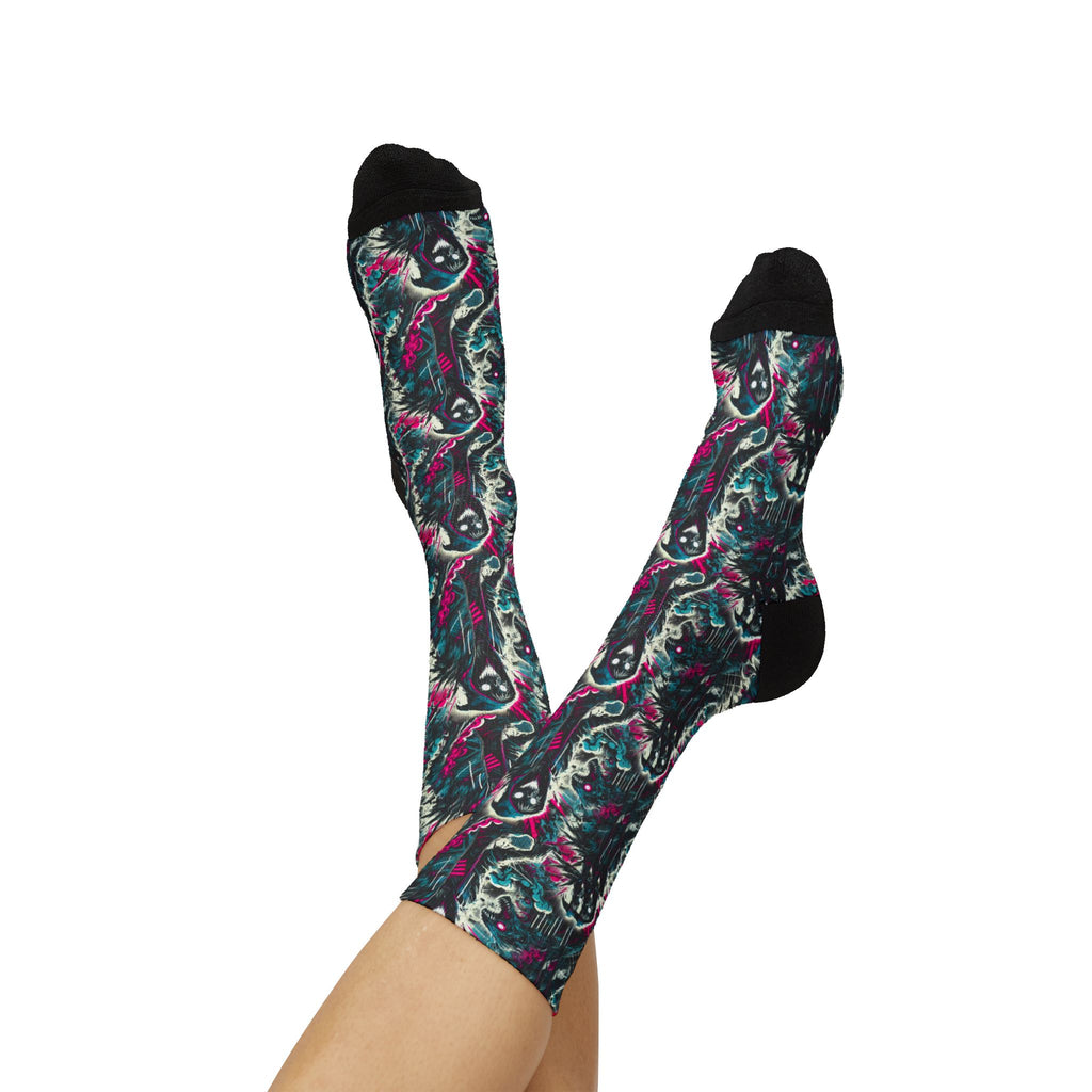 Abstract Floral Sublimation Socks — Colorful Patterned Crew Socks