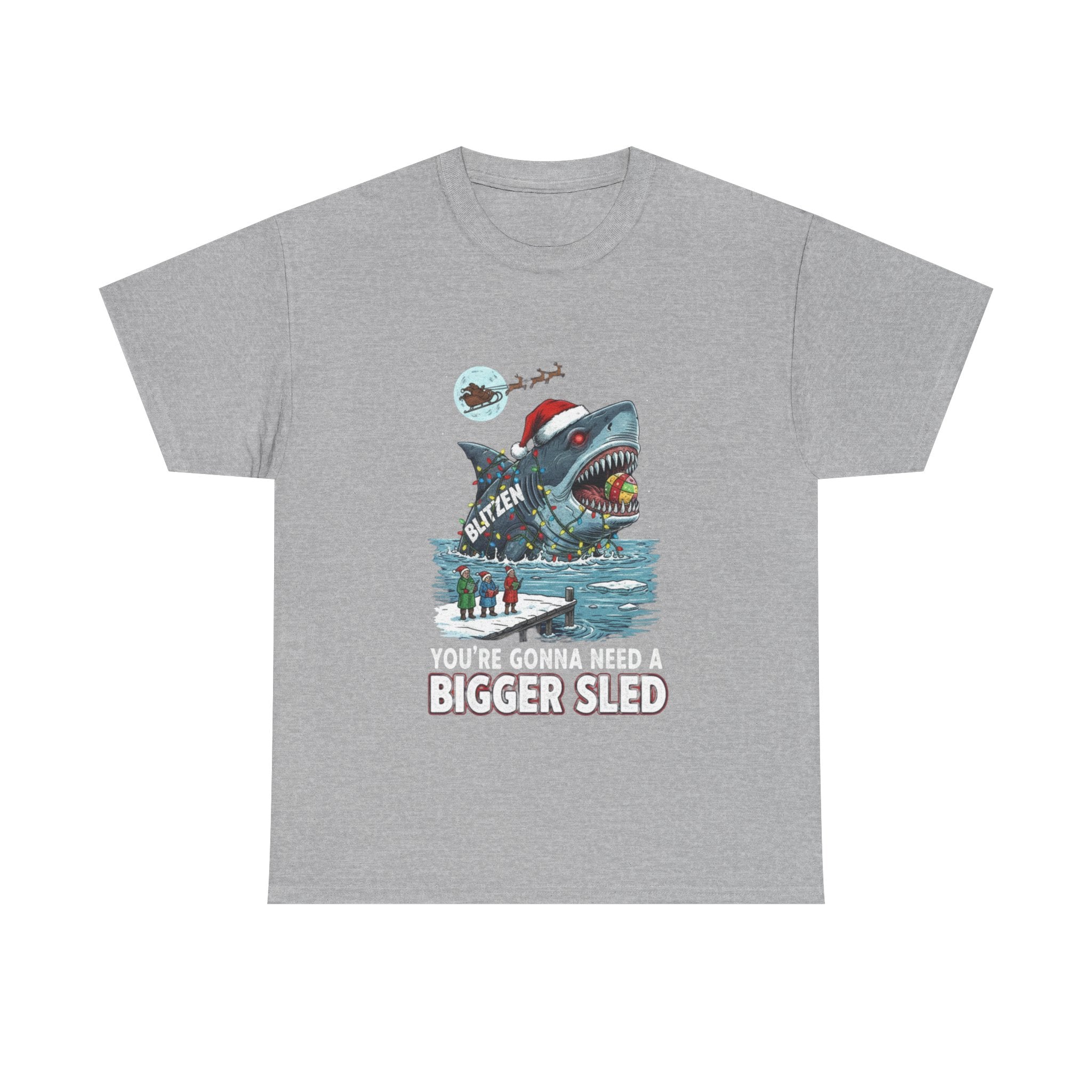 Shark Christmas Tee — "You’re Gonna Need a Bigger Sled" Holiday Shirt