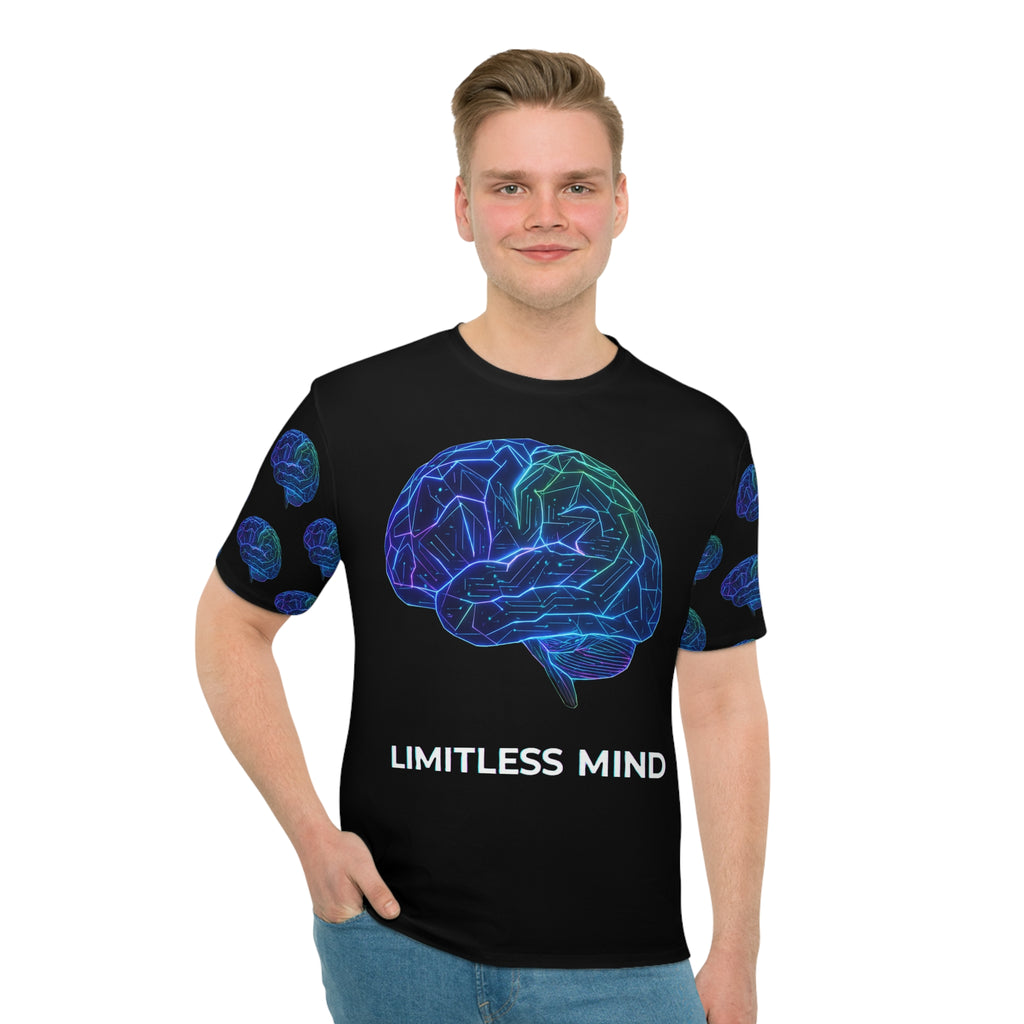 Limitless Mind Graphic T-Shirt — Neon Brain All-Over Print