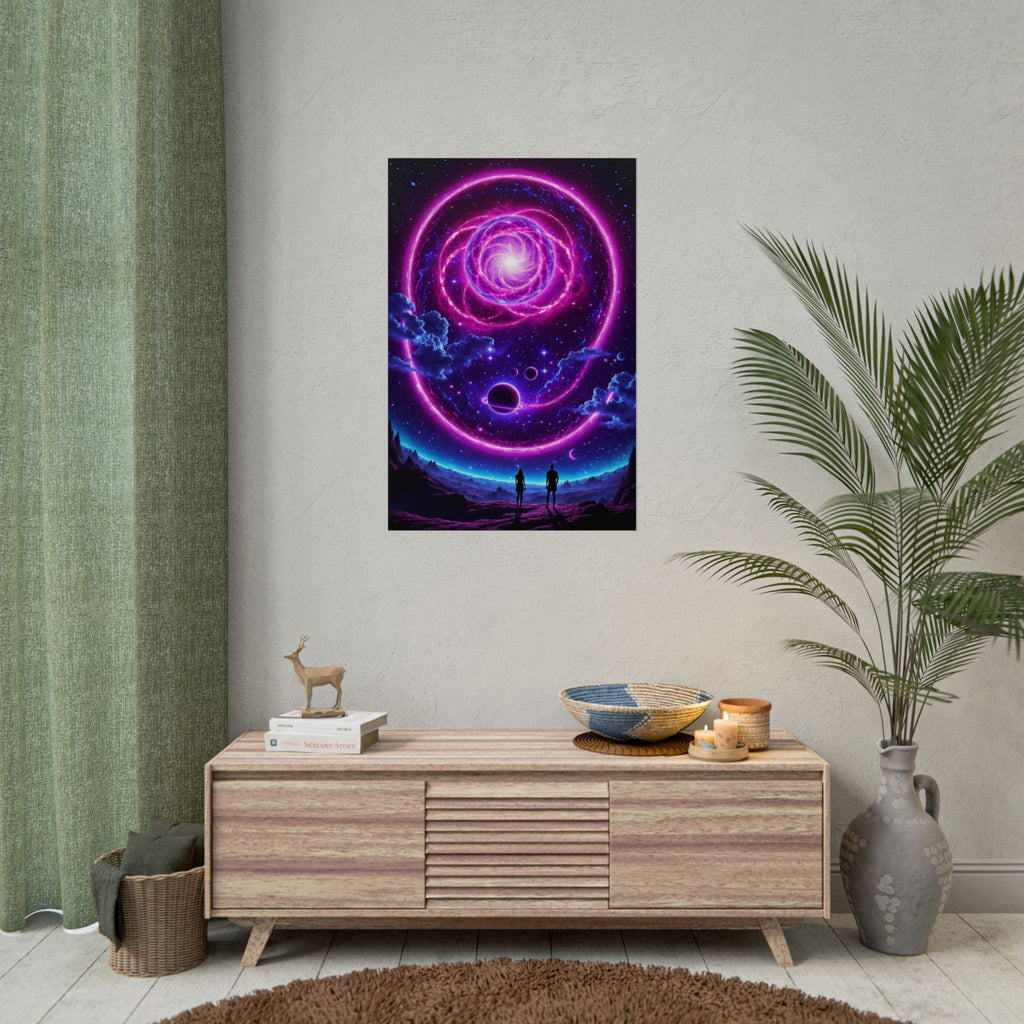 Cosmic Awakening – Trippy Neon Galaxy Poster, Psychedelic Space Art Print, Surreal Universe Wall Decor