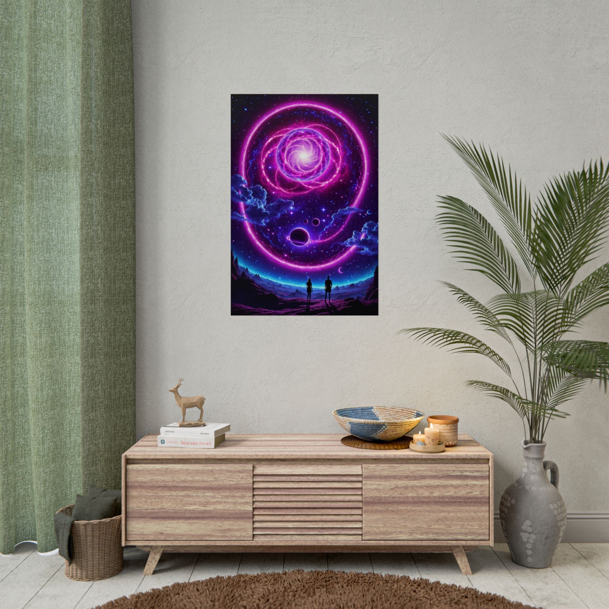 Cosmic Awakening – Trippy Neon Galaxy Poster, Psychedelic Space Art Print, Surreal Universe Wall Decor